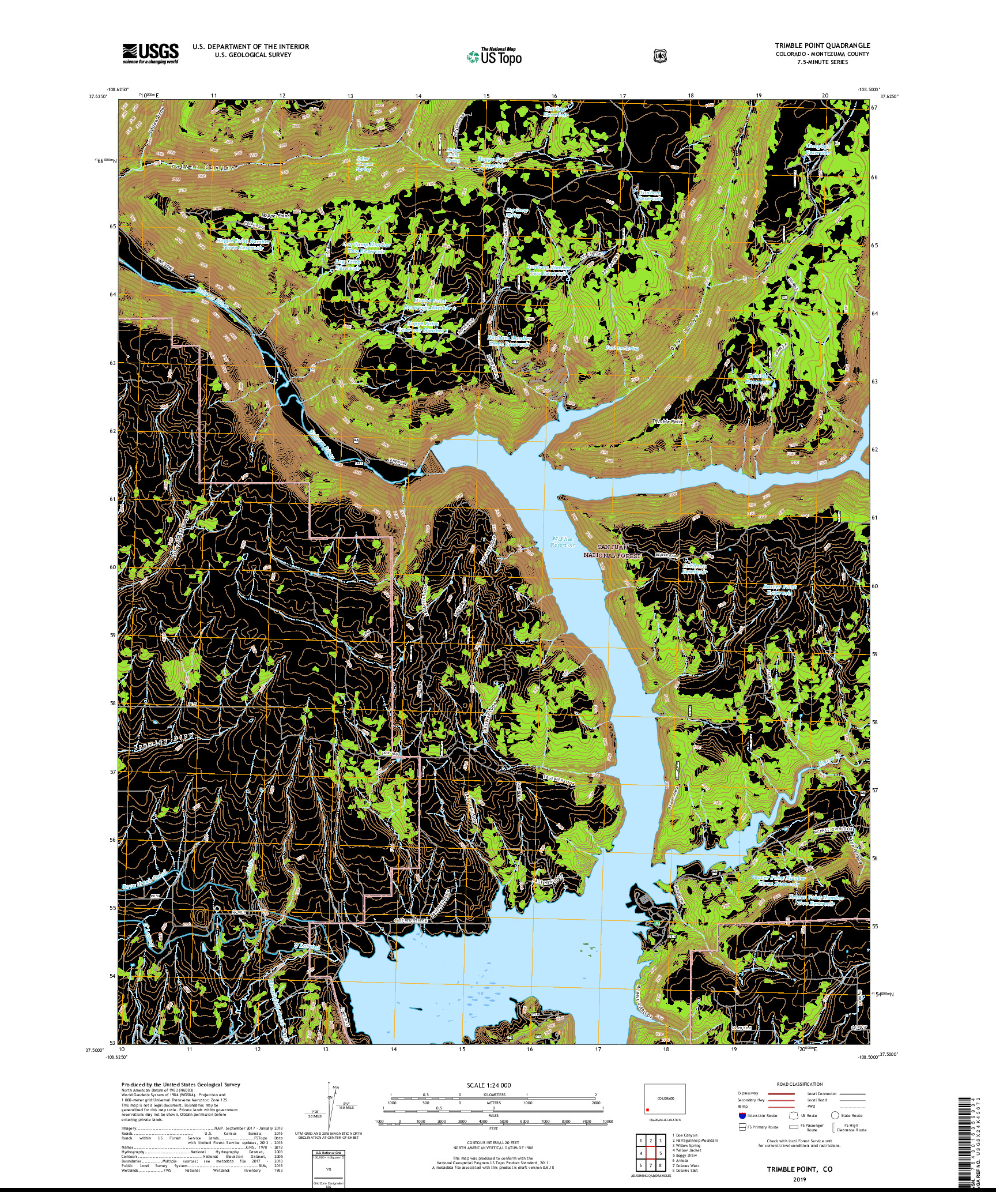 USGS US TOPO 7.5-MINUTE MAP FOR TRIMBLE POINT, CO 2019