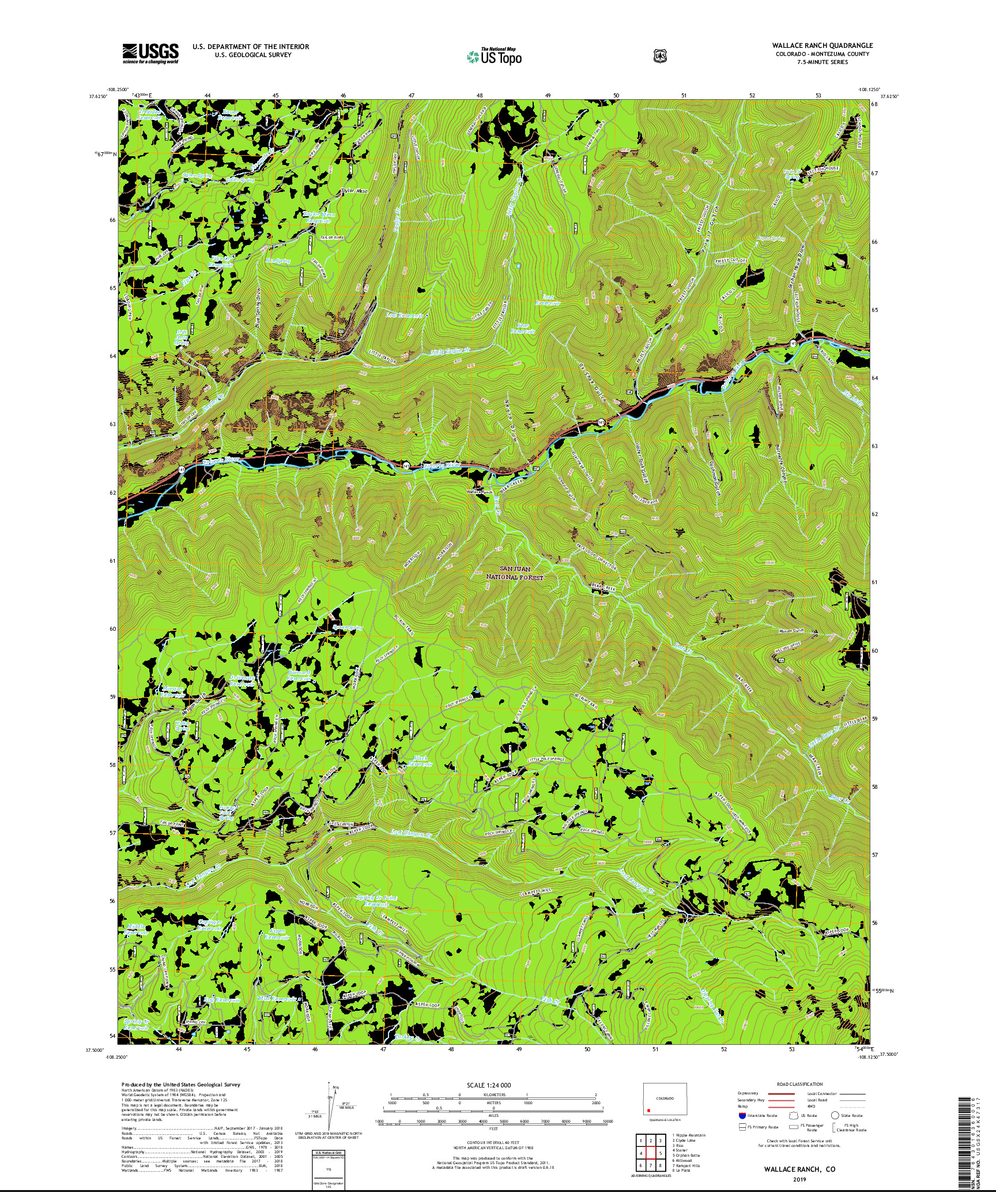 USGS US TOPO 7.5-MINUTE MAP FOR WALLACE RANCH, CO 2019