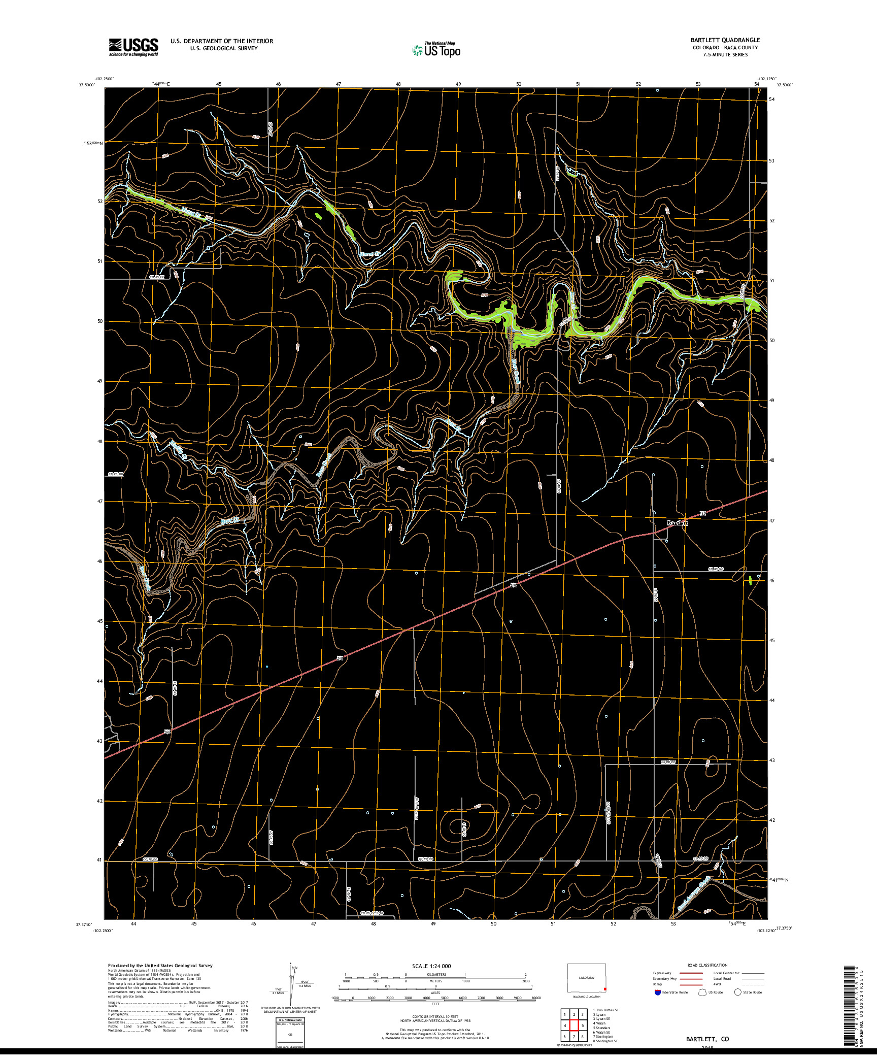 USGS US TOPO 7.5-MINUTE MAP FOR BARTLETT, CO 2019