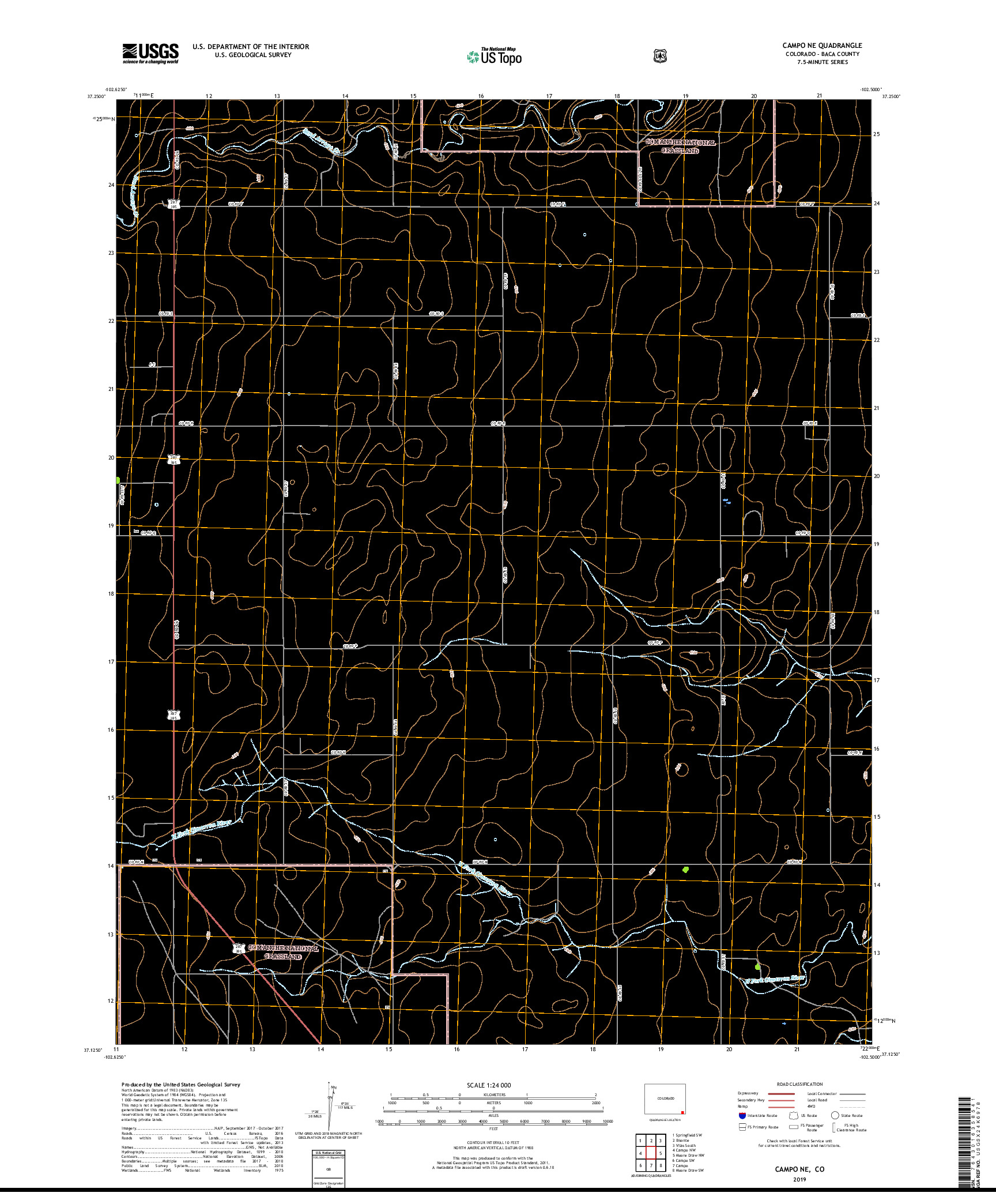 USGS US TOPO 7.5-MINUTE MAP FOR CAMPO NE, CO 2019