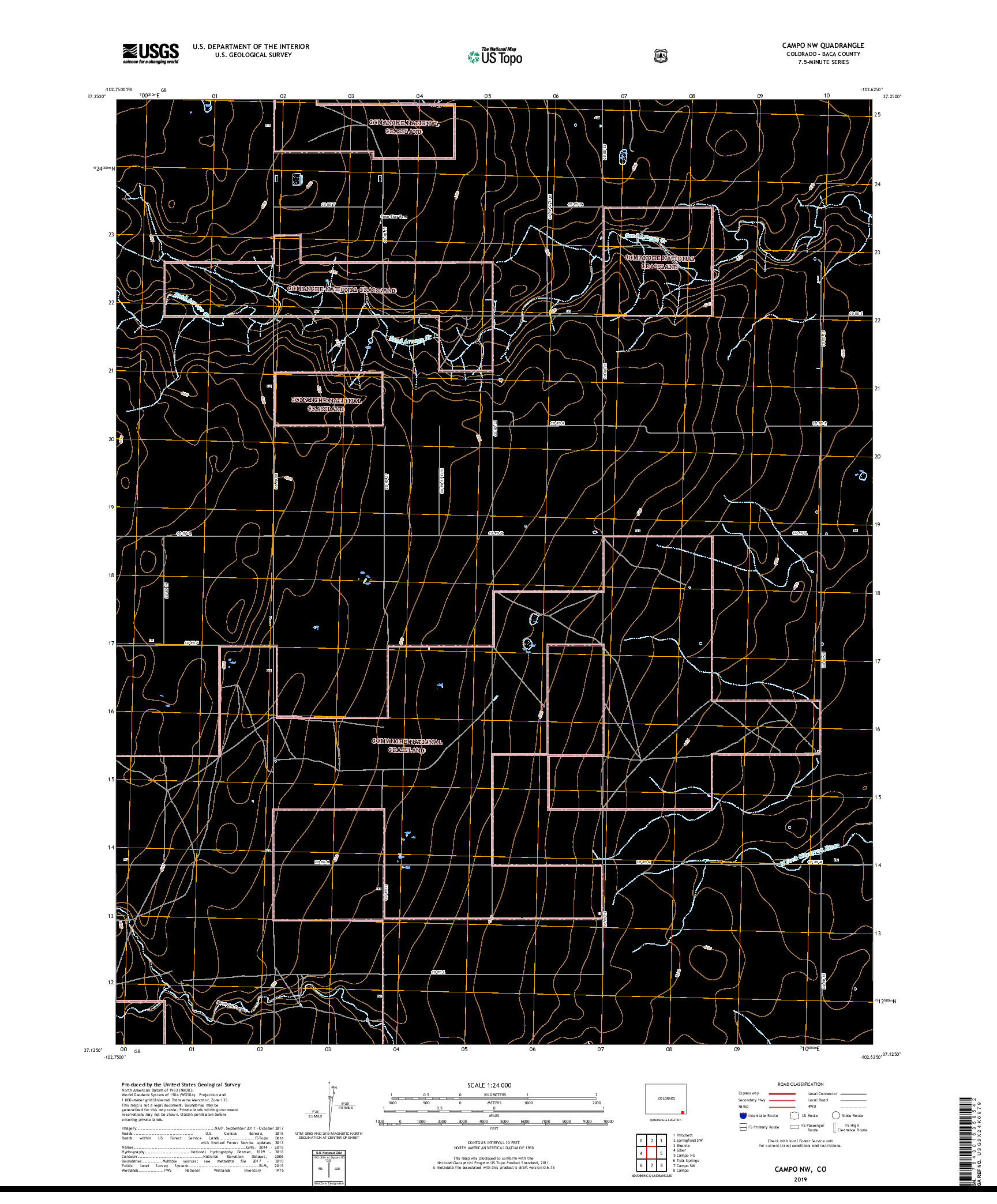 USGS US TOPO 7.5-MINUTE MAP FOR CAMPO NW, CO 2019