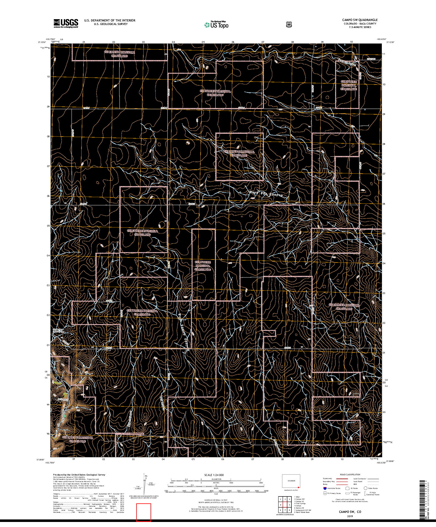 USGS US TOPO 7.5-MINUTE MAP FOR CAMPO SW, CO 2019