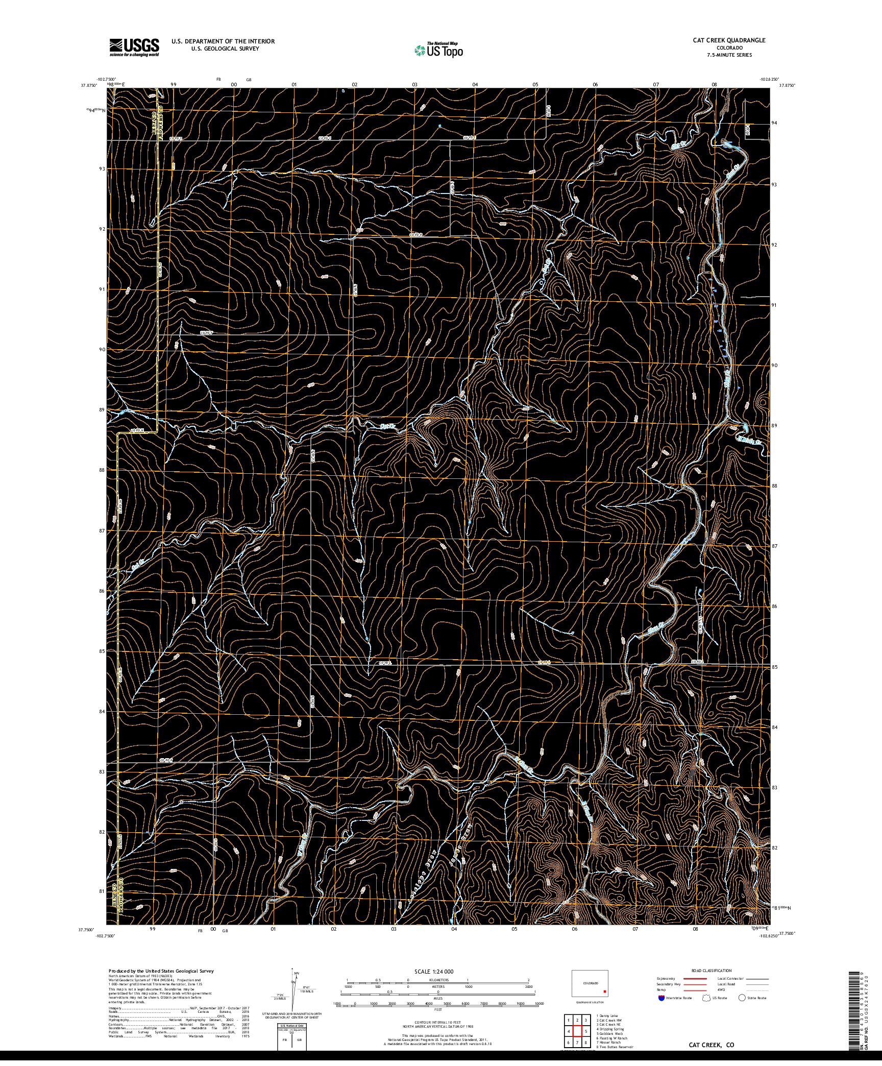 USGS US TOPO 7.5-MINUTE MAP FOR CAT CREEK, CO 2019