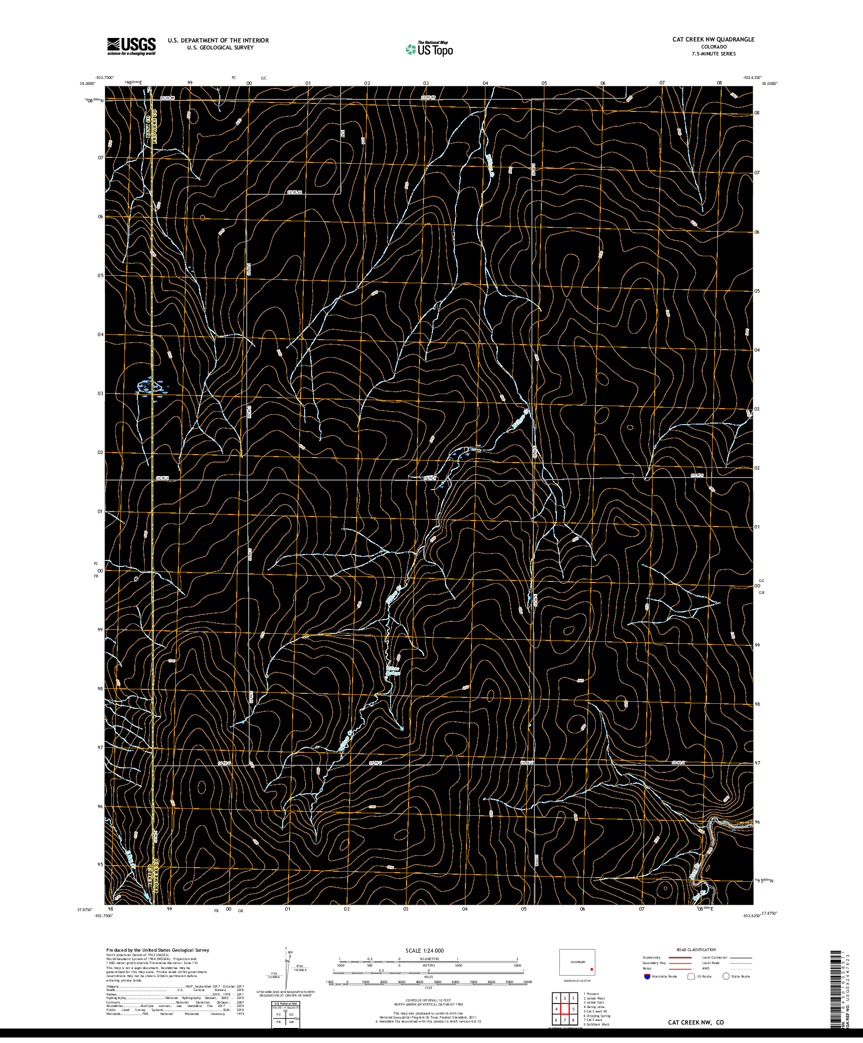 USGS US TOPO 7.5-MINUTE MAP FOR CAT CREEK NW, CO 2019