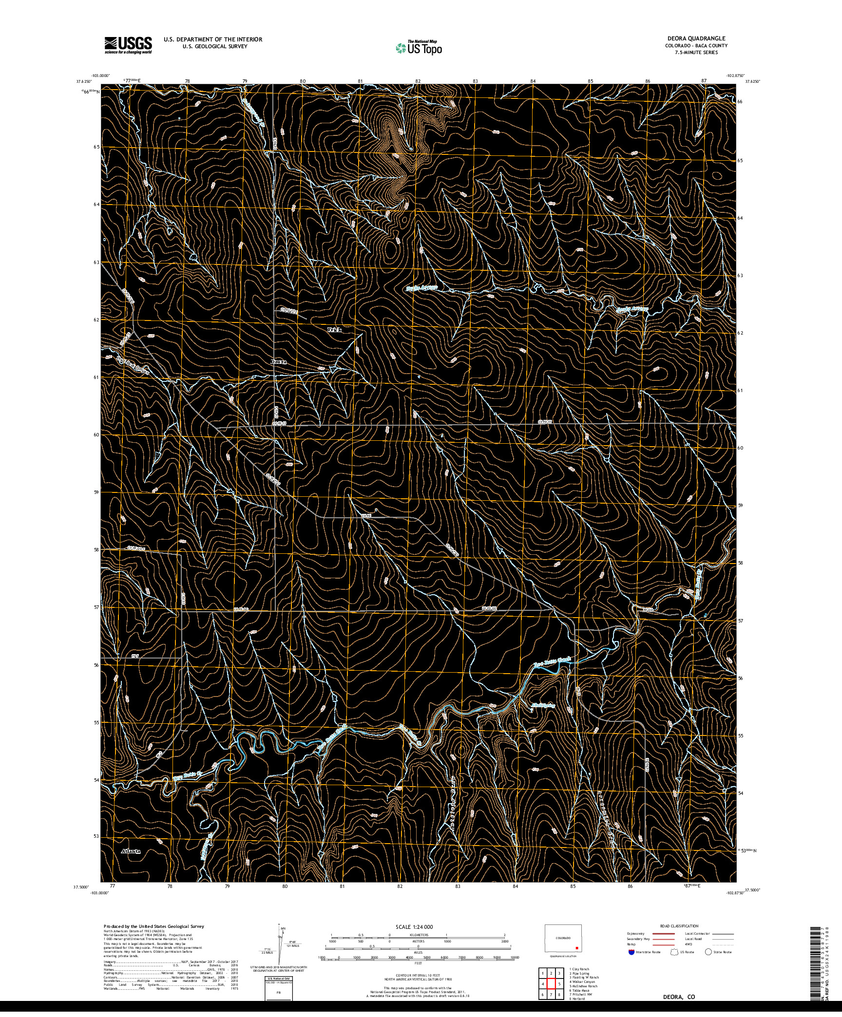 USGS US TOPO 7.5-MINUTE MAP FOR DEORA, CO 2019