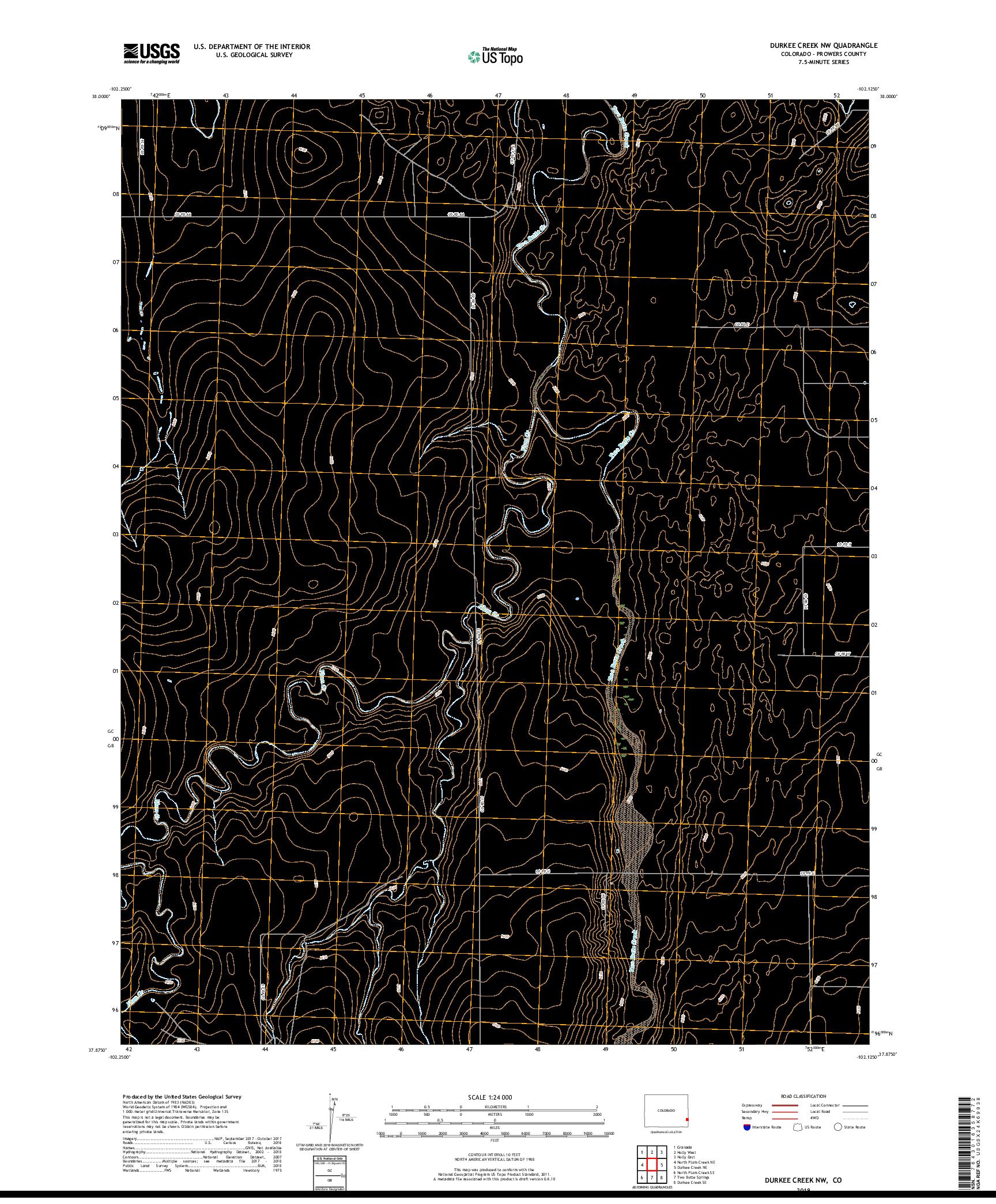 USGS US TOPO 7.5-MINUTE MAP FOR DURKEE CREEK NW, CO 2019