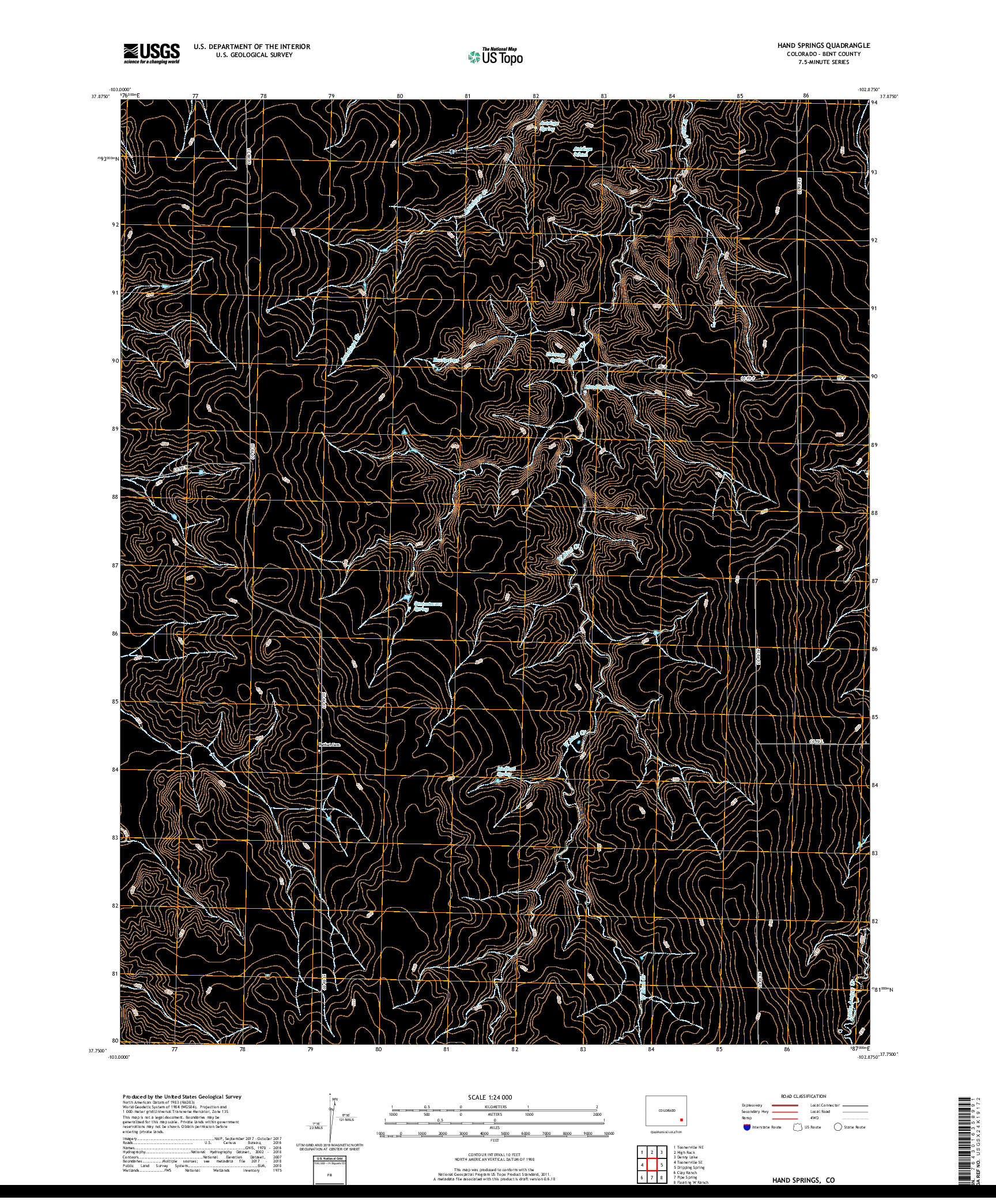 USGS US TOPO 7.5-MINUTE MAP FOR HAND SPRINGS, CO 2019