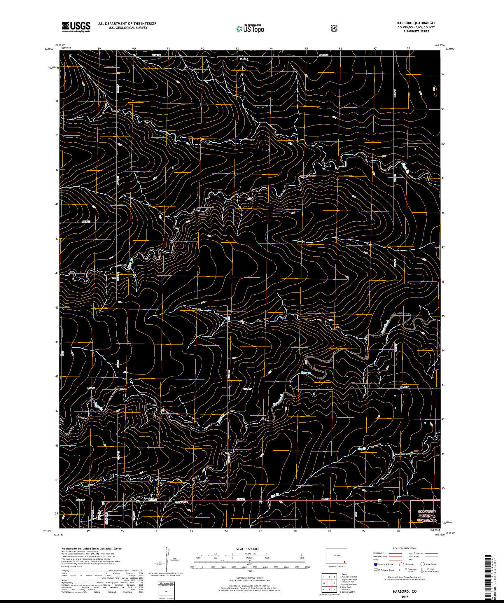 USGS US TOPO 7.5-MINUTE MAP FOR HARBORD, CO 2019