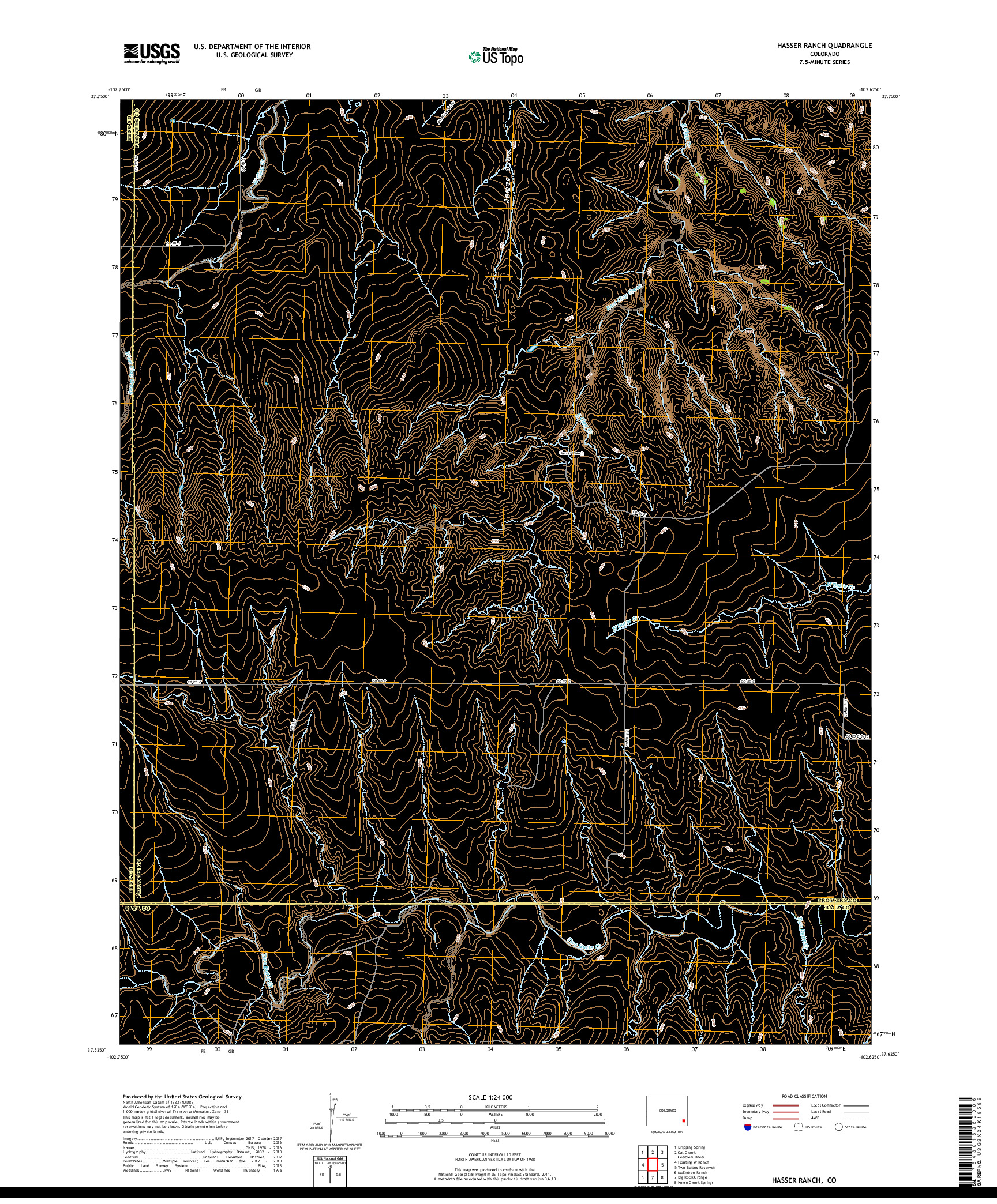 USGS US TOPO 7.5-MINUTE MAP FOR HASSER RANCH, CO 2019