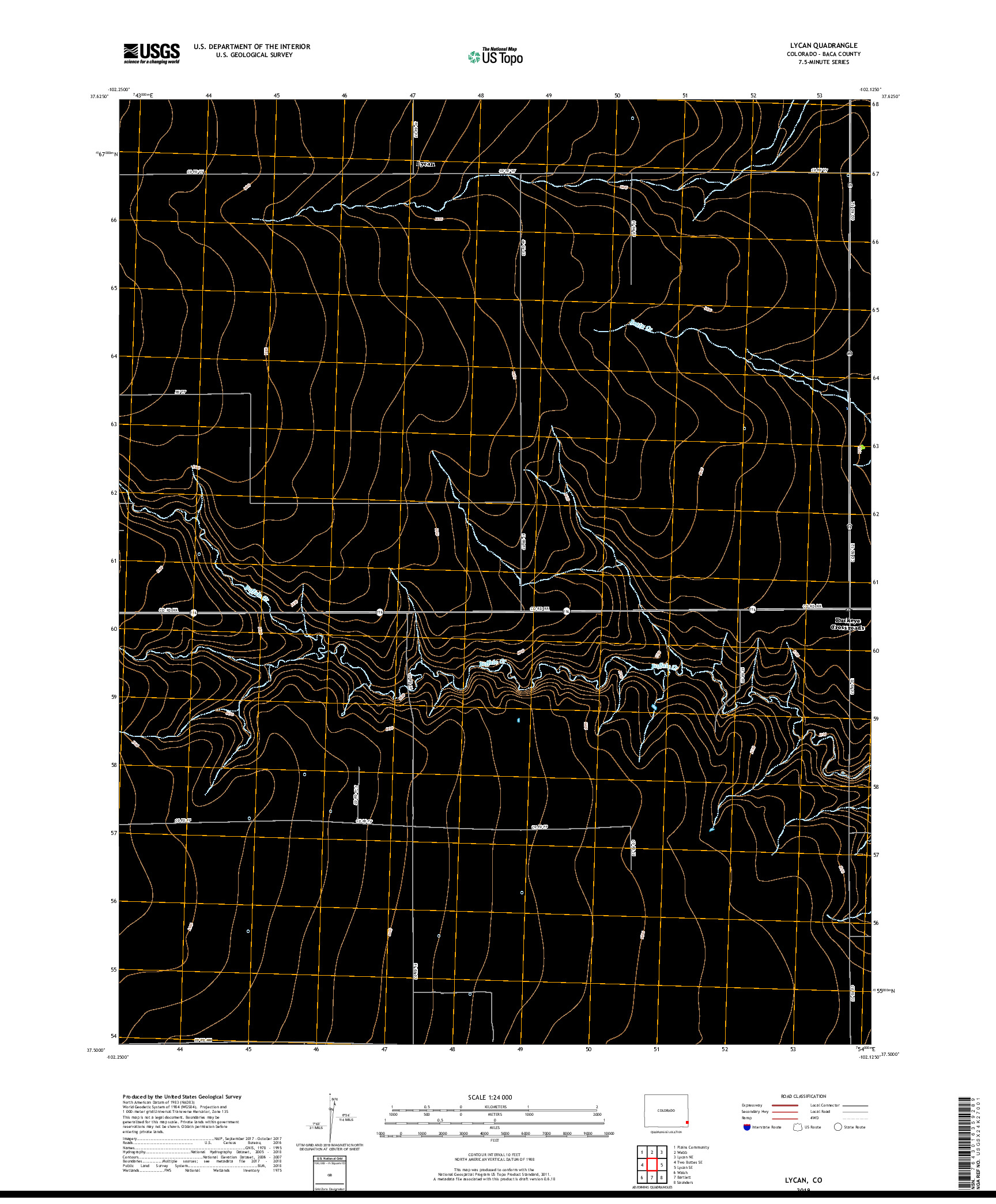 USGS US TOPO 7.5-MINUTE MAP FOR LYCAN, CO 2019