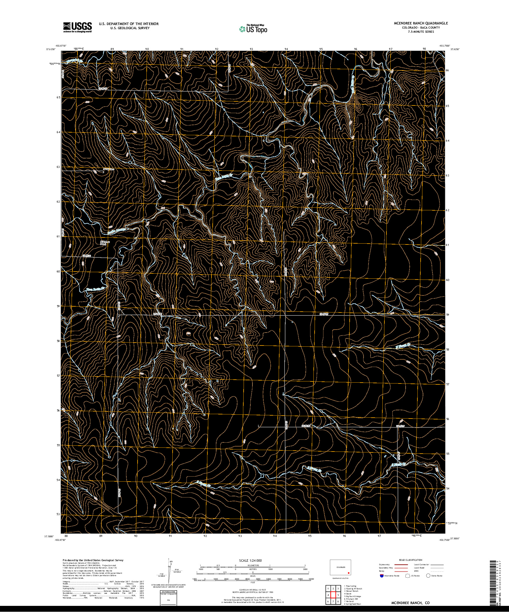USGS US TOPO 7.5-MINUTE MAP FOR MCENDREE RANCH, CO 2019