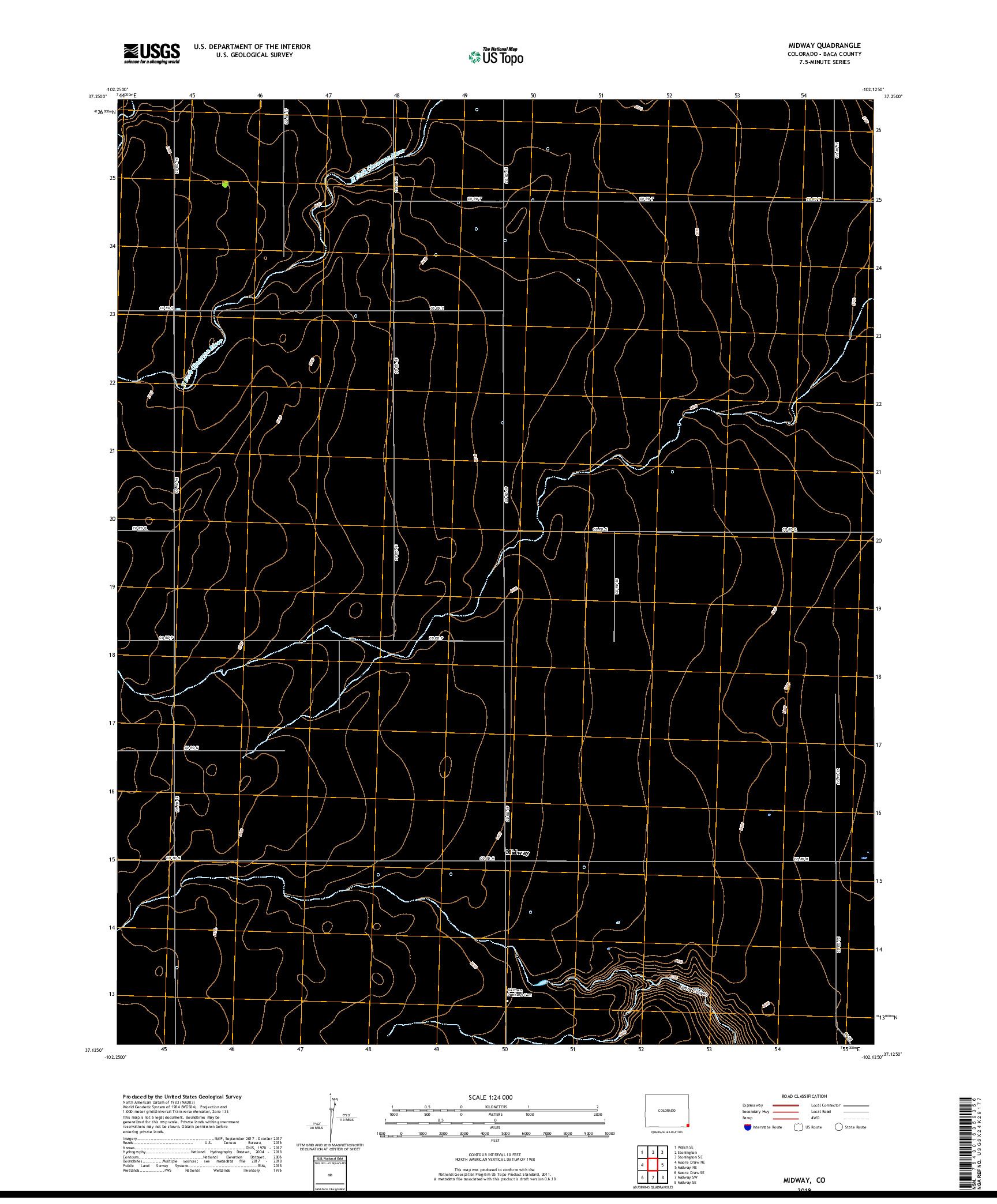 USGS US TOPO 7.5-MINUTE MAP FOR MIDWAY, CO 2019