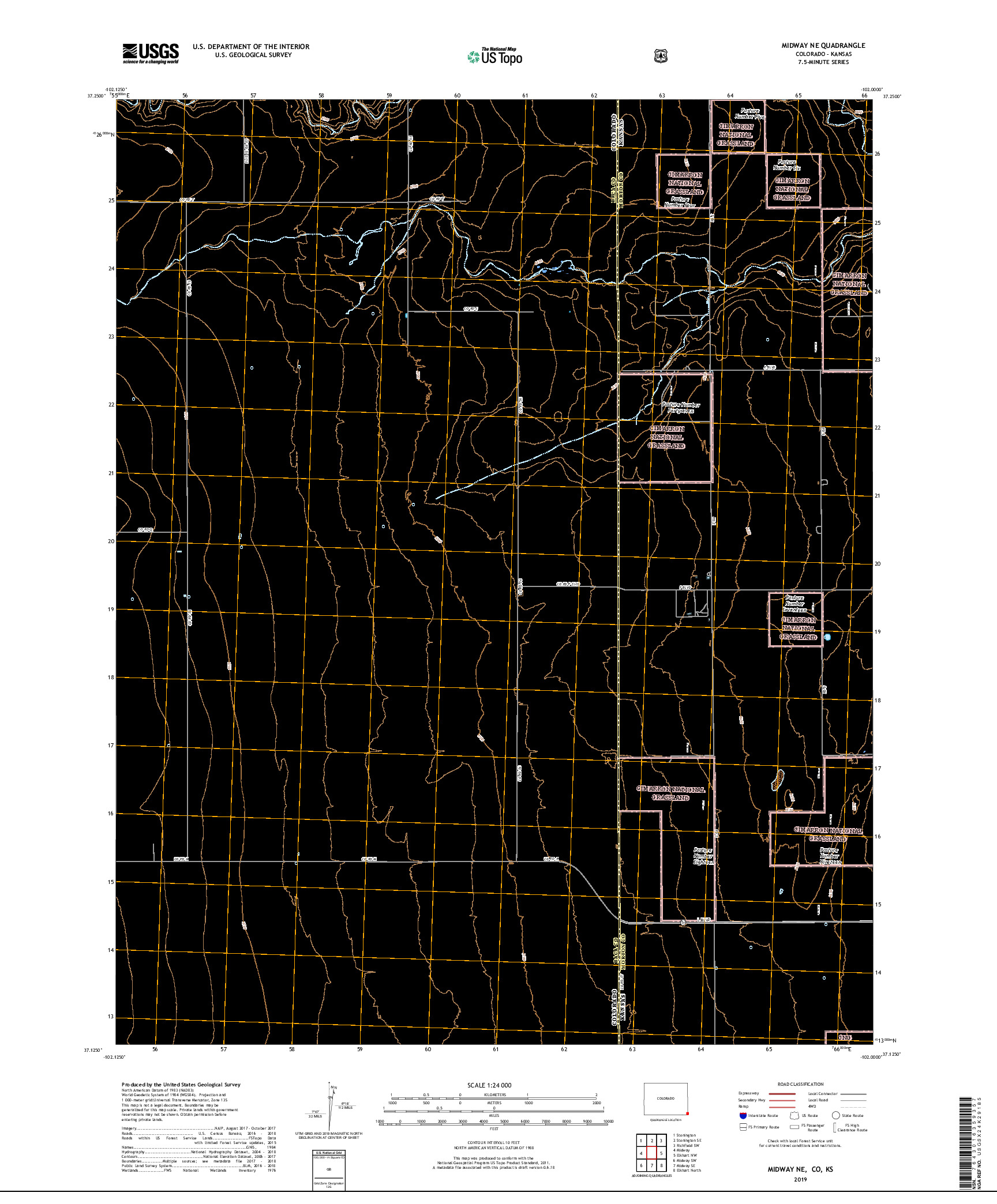USGS US TOPO 7.5-MINUTE MAP FOR MIDWAY NE, CO,KS 2019