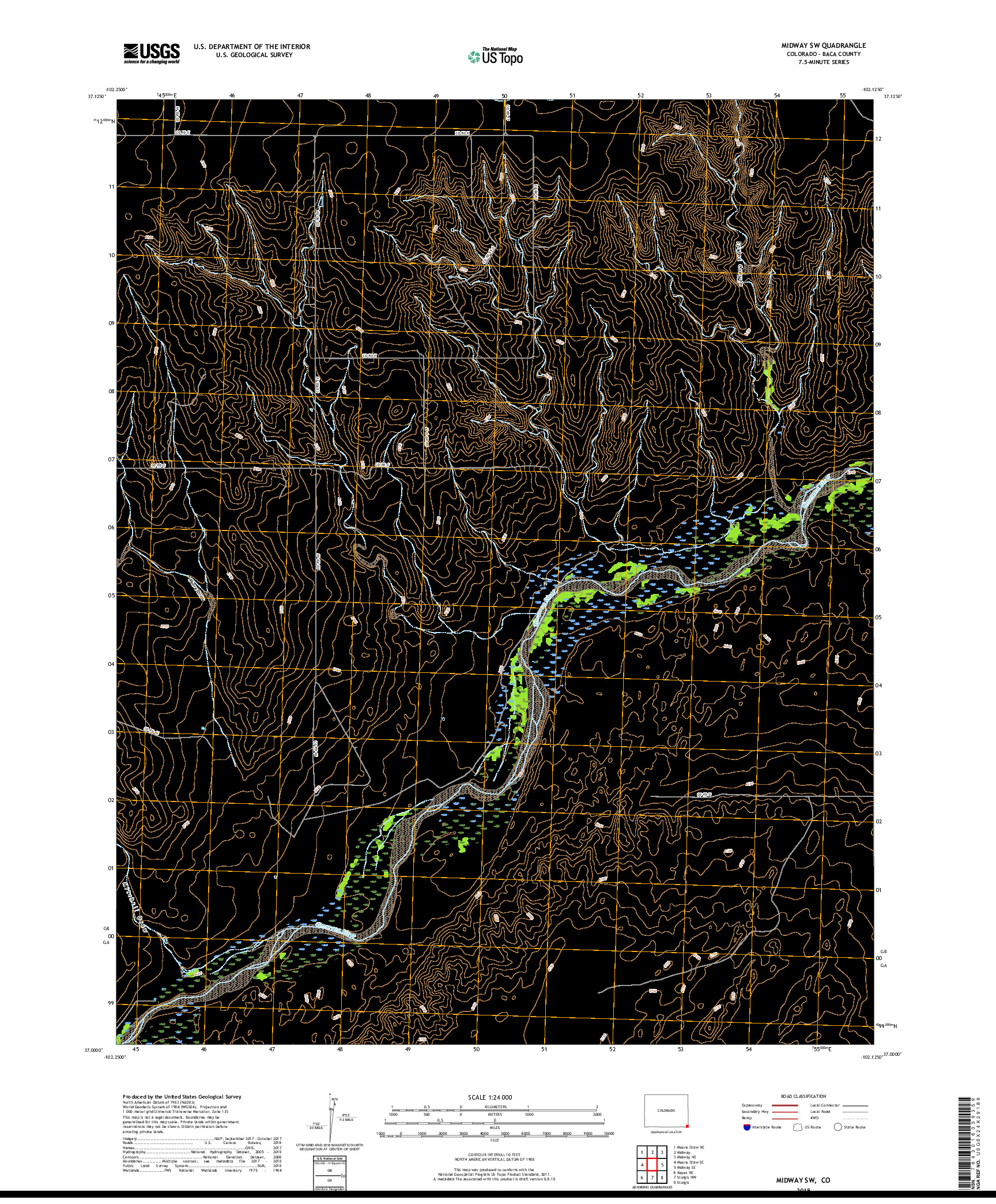 USGS US TOPO 7.5-MINUTE MAP FOR MIDWAY SW, CO 2019