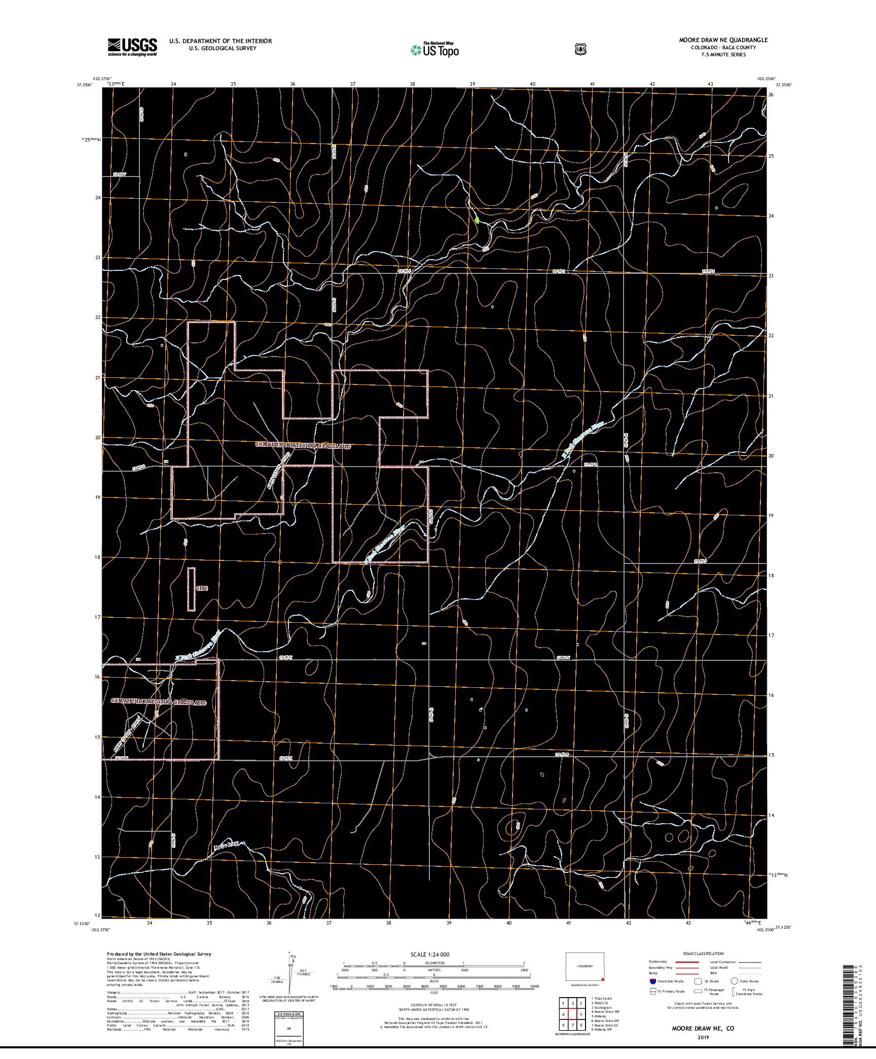 USGS US TOPO 7.5-MINUTE MAP FOR MOORE DRAW NE, CO 2019