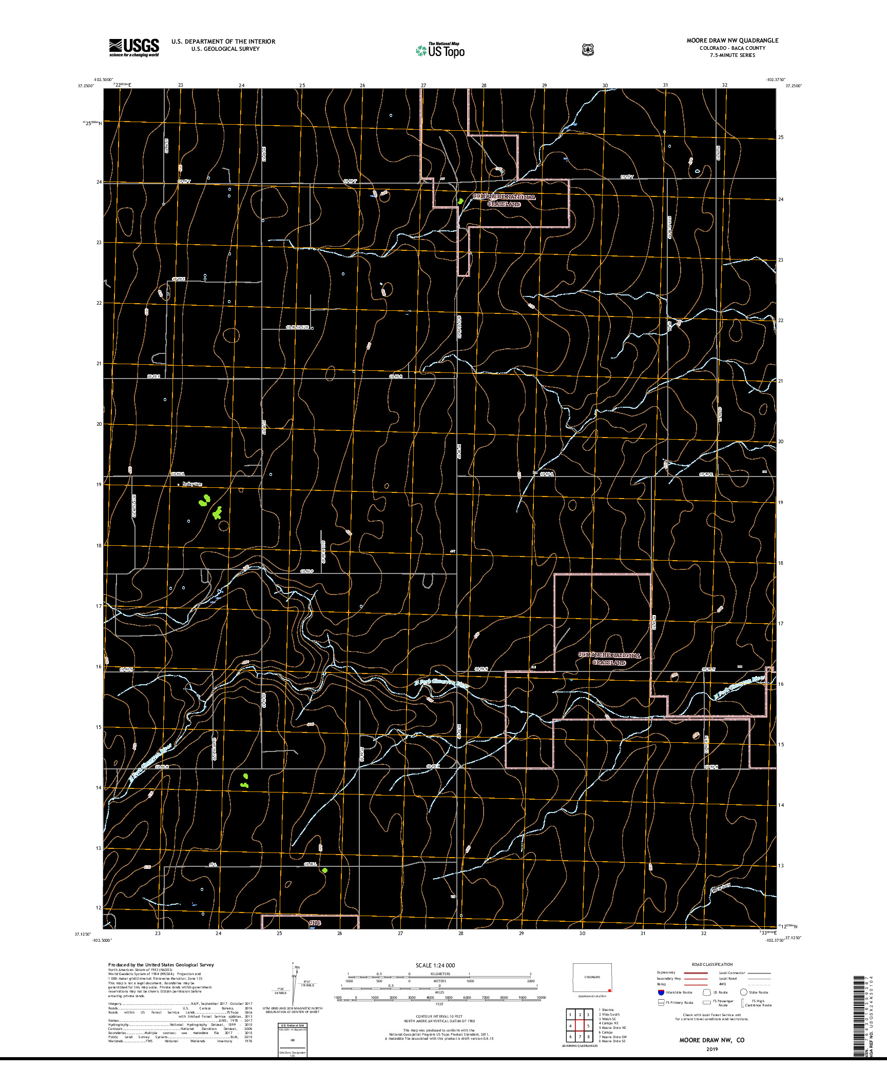 USGS US TOPO 7.5-MINUTE MAP FOR MOORE DRAW NW, CO 2019