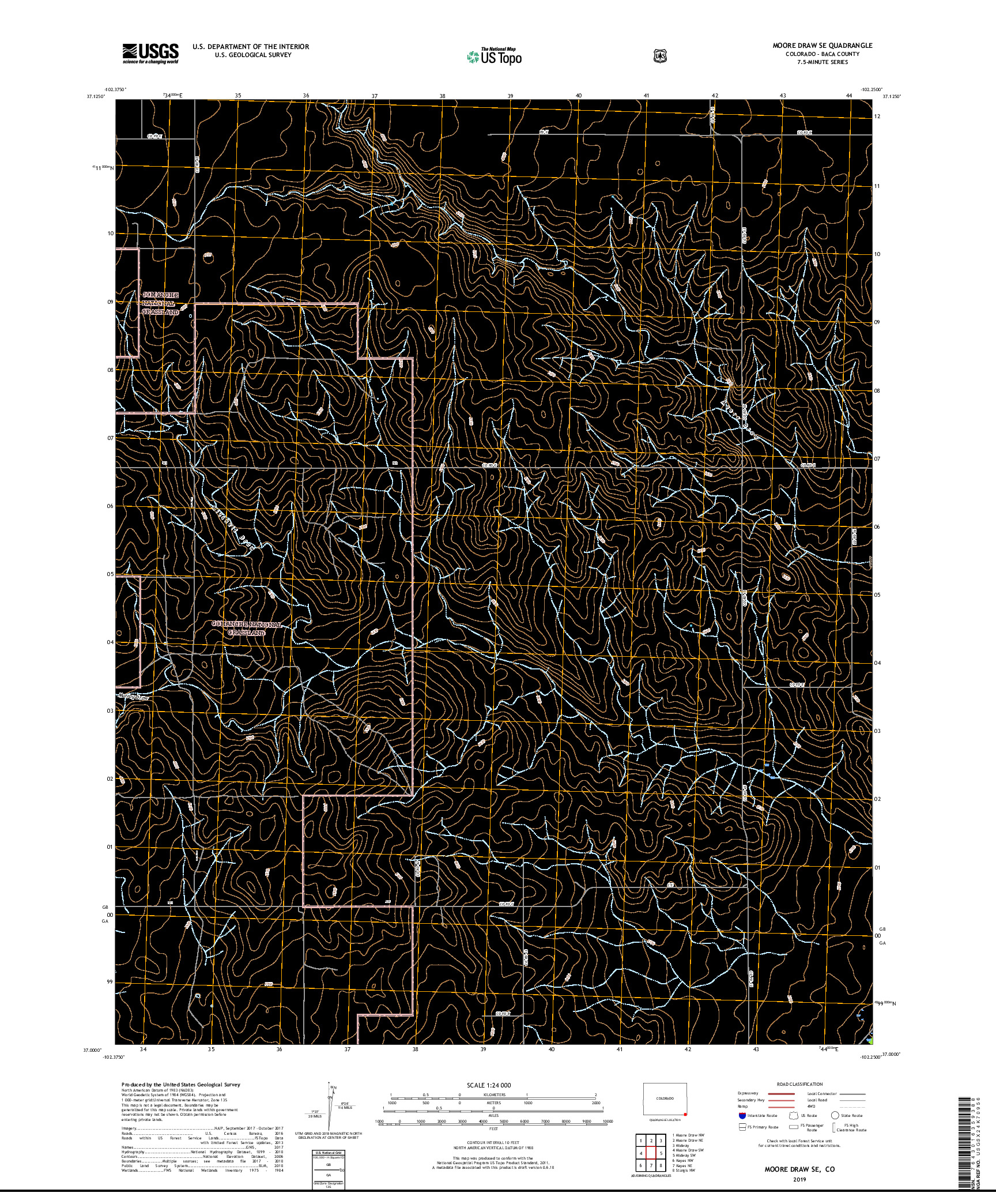 USGS US TOPO 7.5-MINUTE MAP FOR MOORE DRAW SE, CO 2019