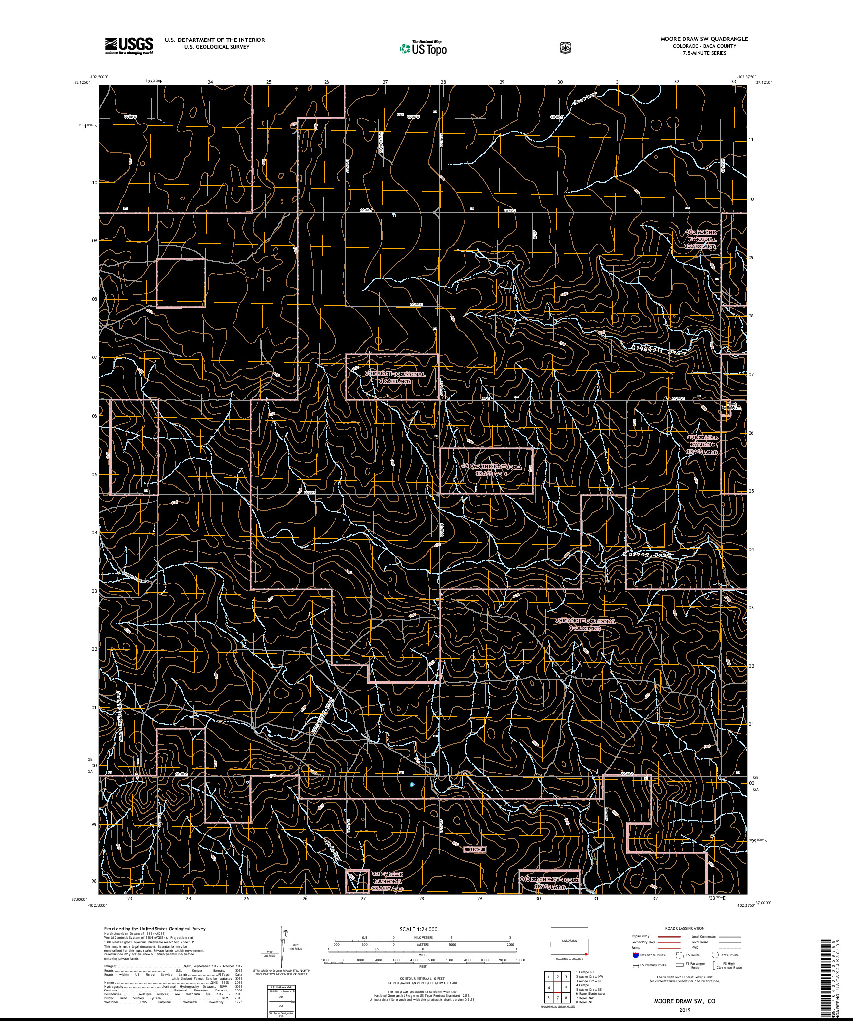 USGS US TOPO 7.5-MINUTE MAP FOR MOORE DRAW SW, CO 2019