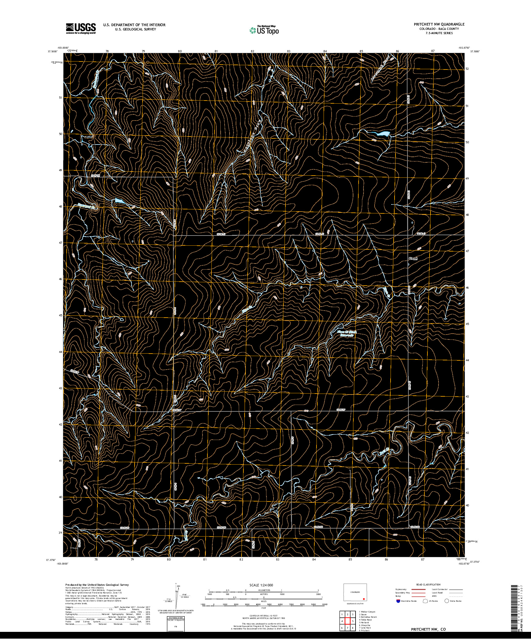 USGS US TOPO 7.5-MINUTE MAP FOR PRITCHETT NW, CO 2019