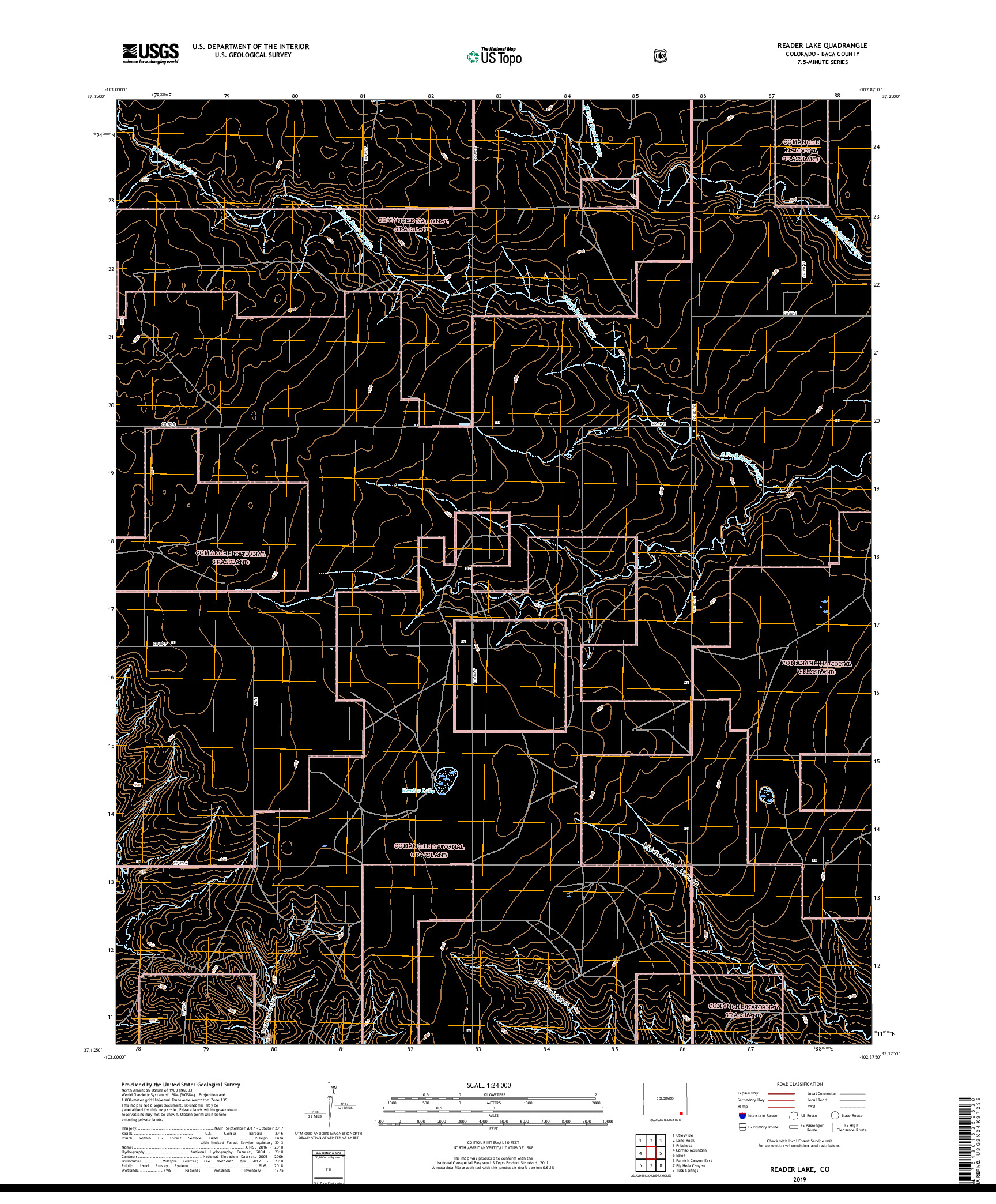 USGS US TOPO 7.5-MINUTE MAP FOR READER LAKE, CO 2019