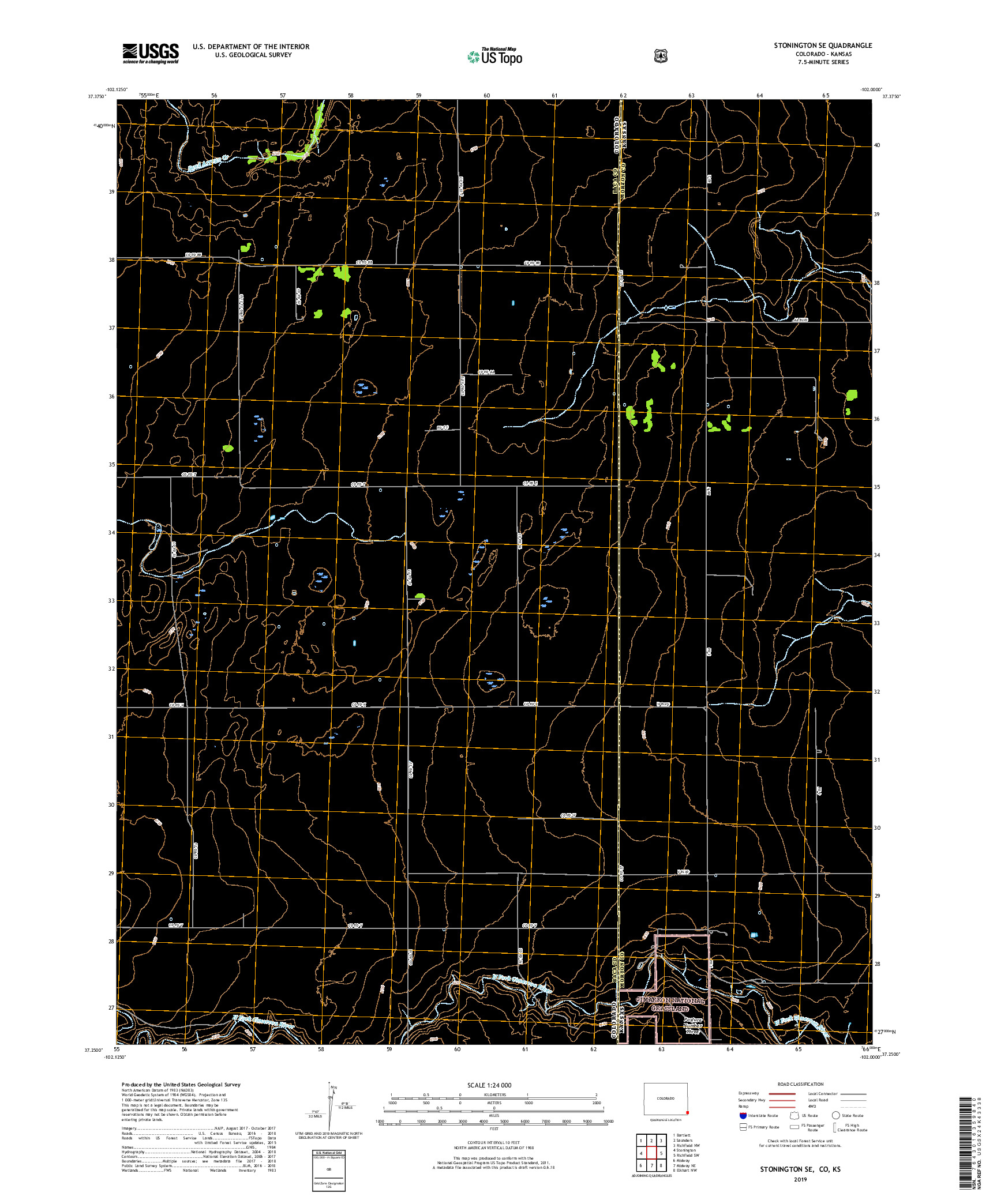 USGS US TOPO 7.5-MINUTE MAP FOR STONINGTON SE, CO,KS 2019