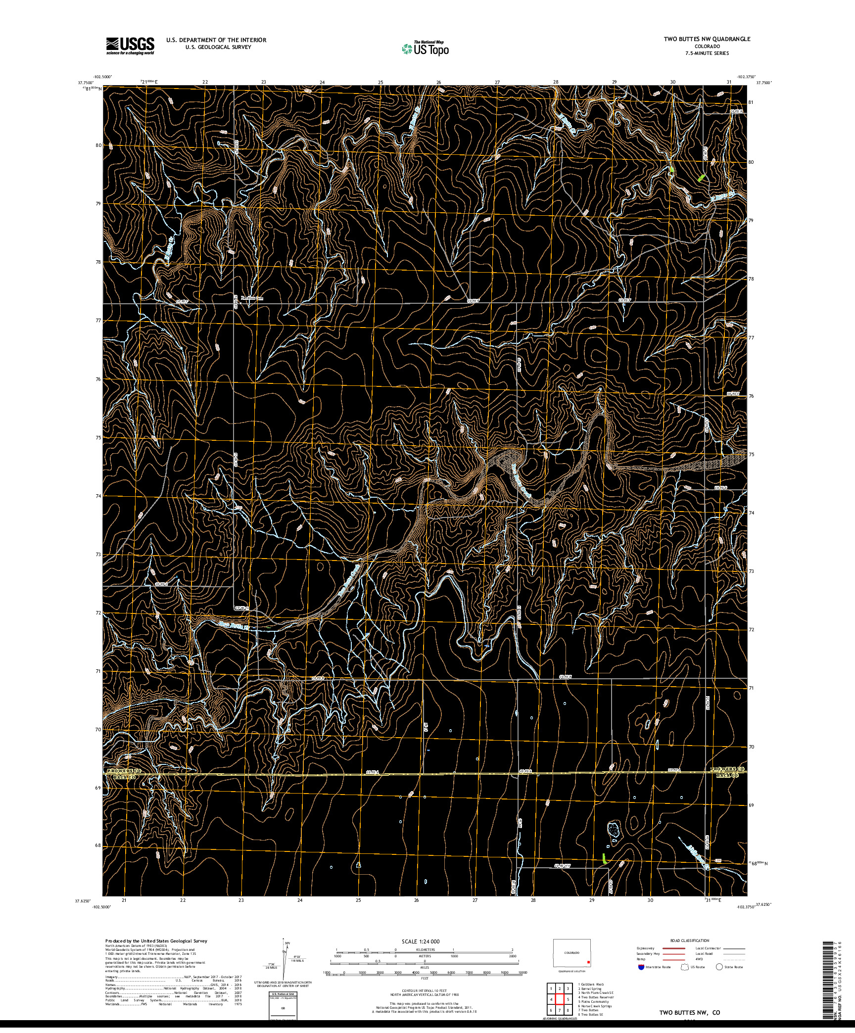 USGS US TOPO 7.5-MINUTE MAP FOR TWO BUTTES NW, CO 2019