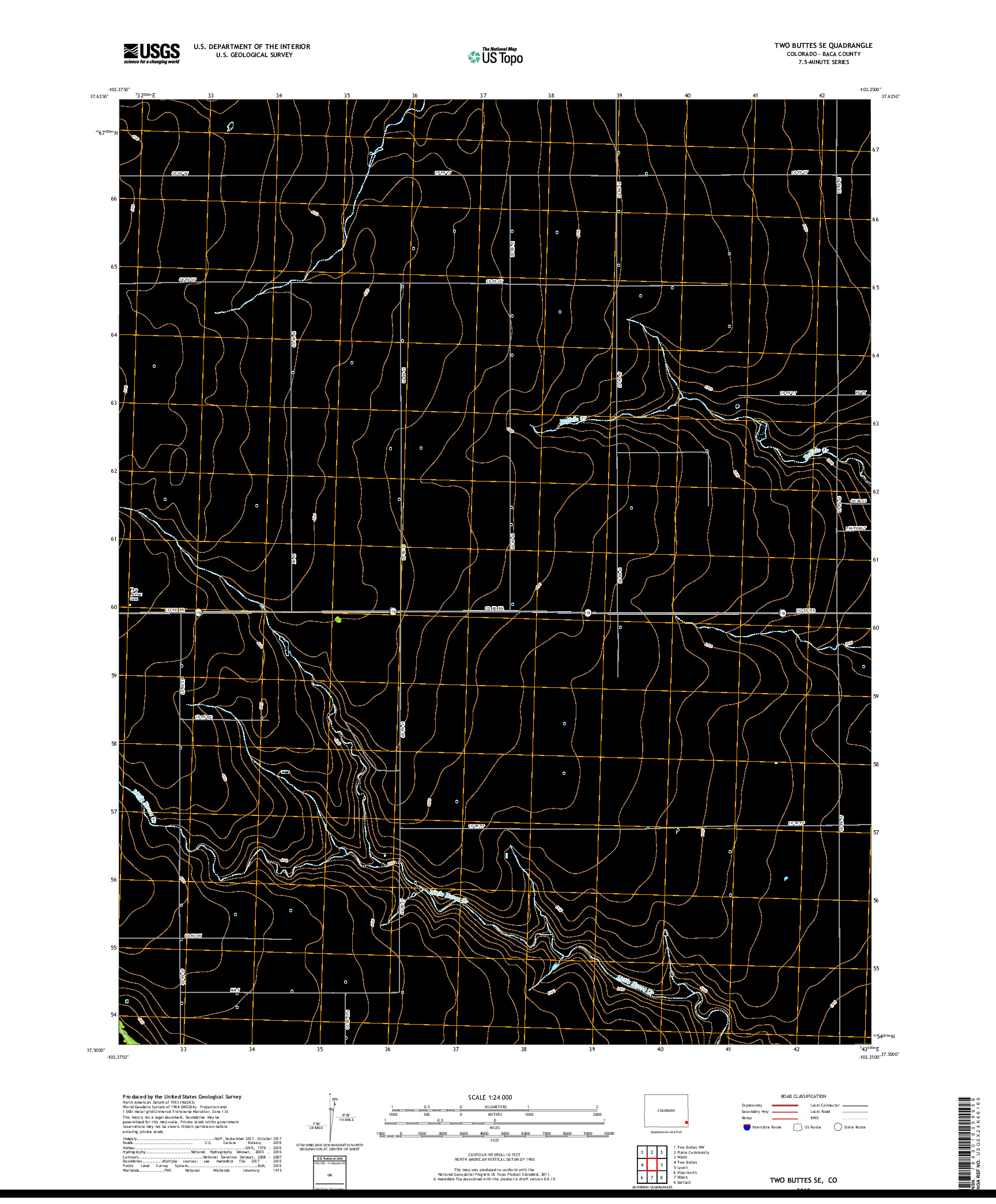 USGS US TOPO 7.5-MINUTE MAP FOR TWO BUTTES SE, CO 2019