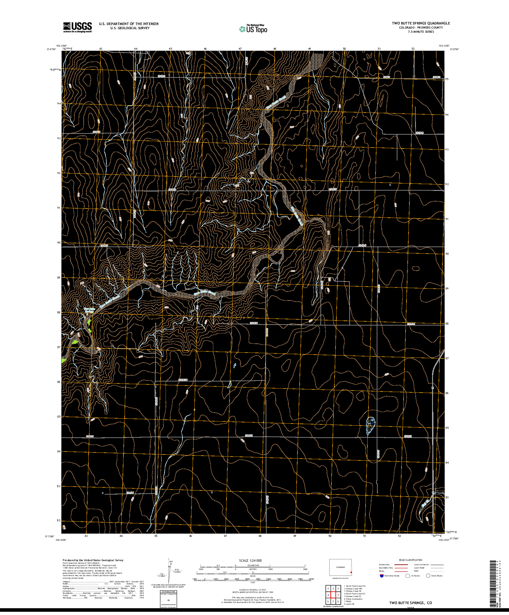 USGS US TOPO 7.5-MINUTE MAP FOR TWO BUTTE SPRINGS, CO 2019