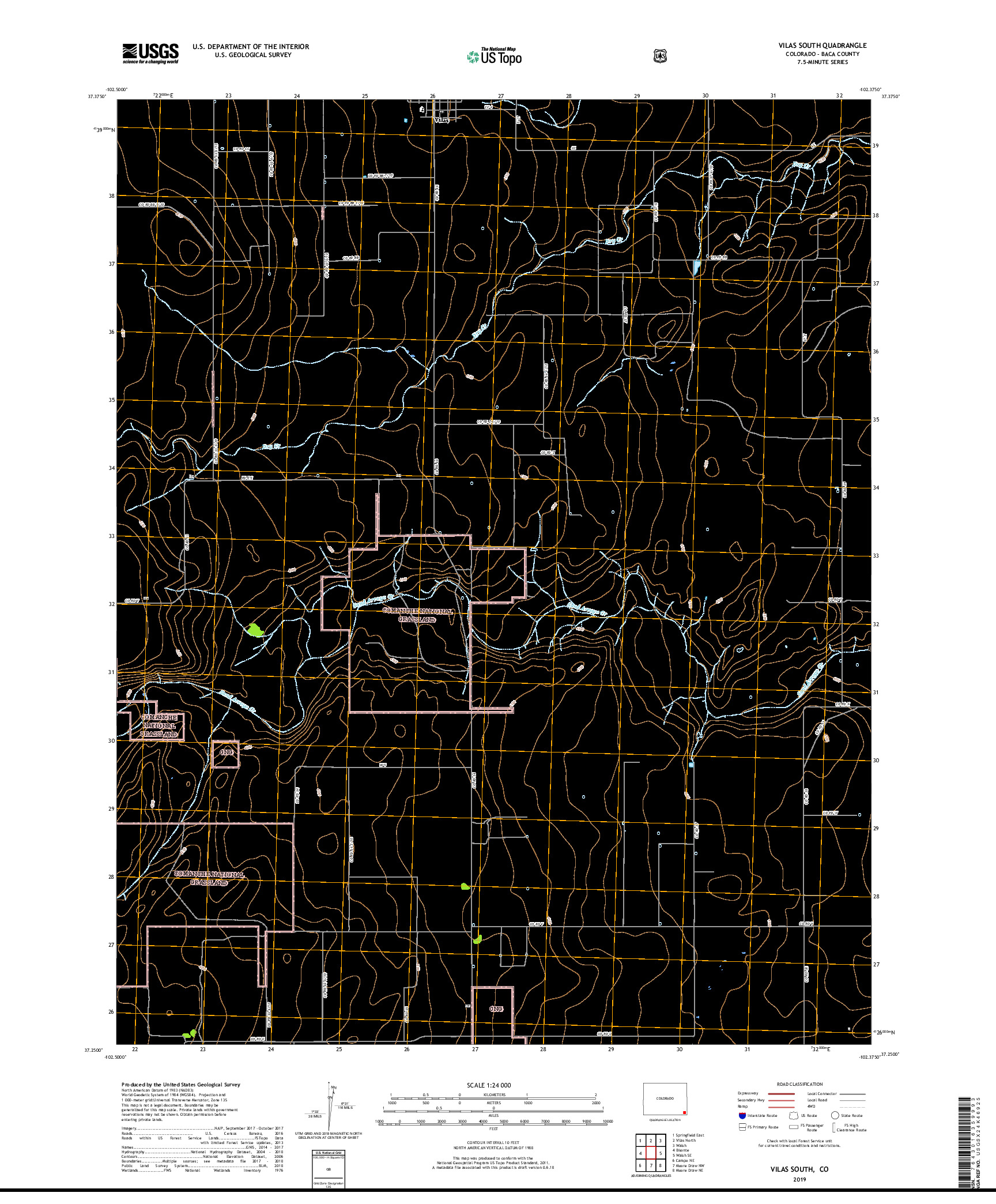 USGS US TOPO 7.5-MINUTE MAP FOR VILAS SOUTH, CO 2019