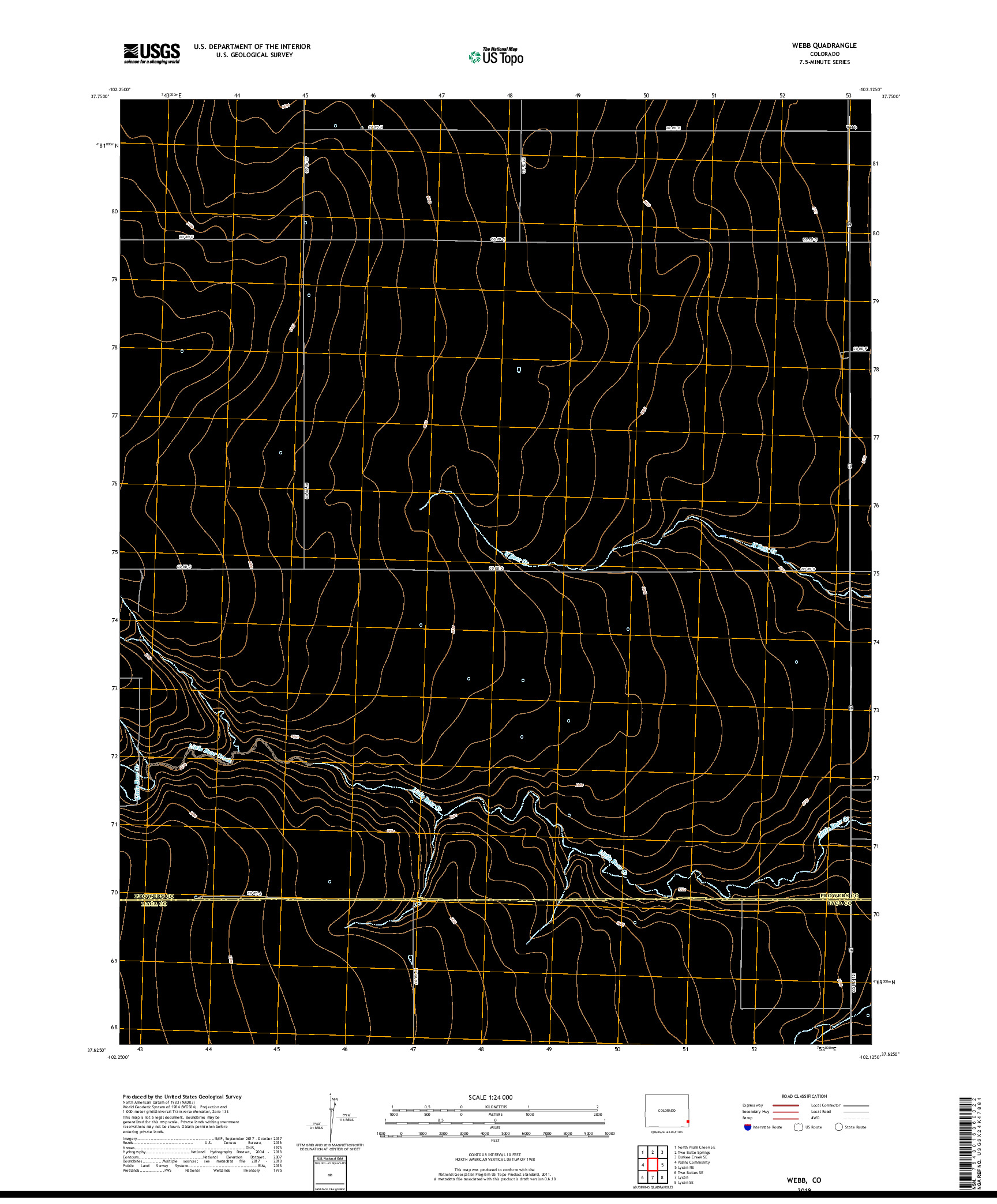 USGS US TOPO 7.5-MINUTE MAP FOR WEBB, CO 2019