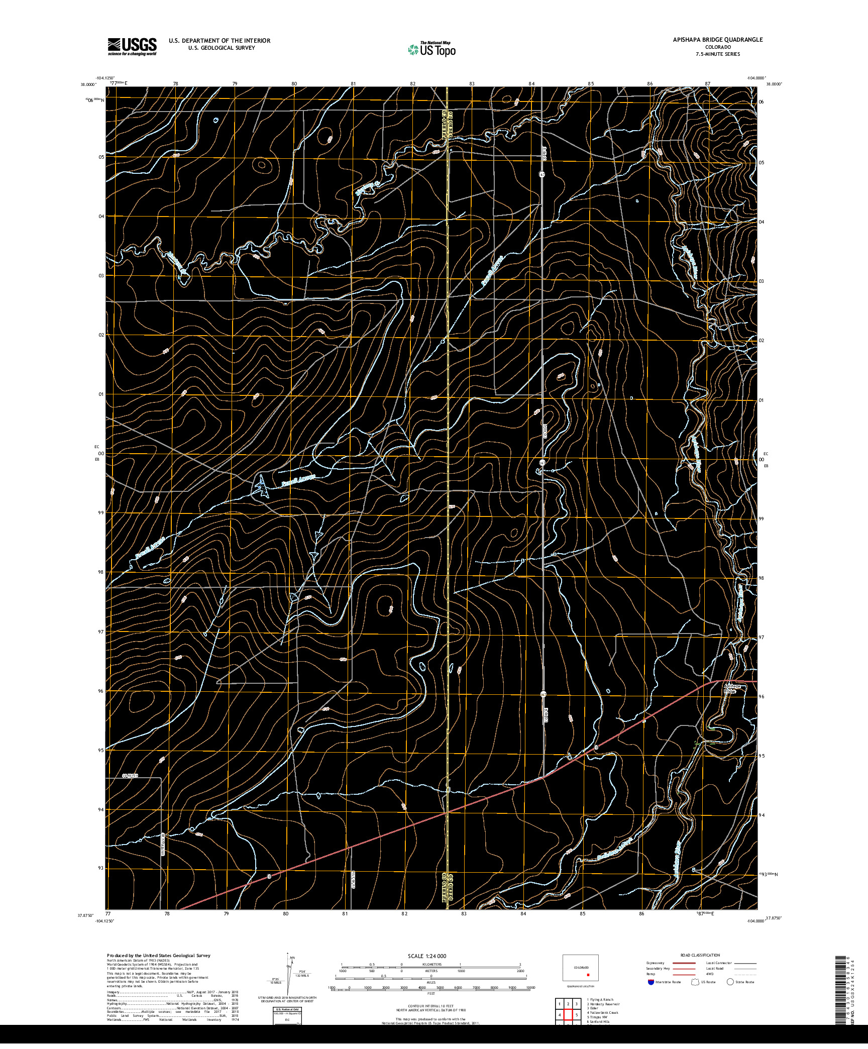 USGS US TOPO 7.5-MINUTE MAP FOR APISHAPA BRIDGE, CO 2019