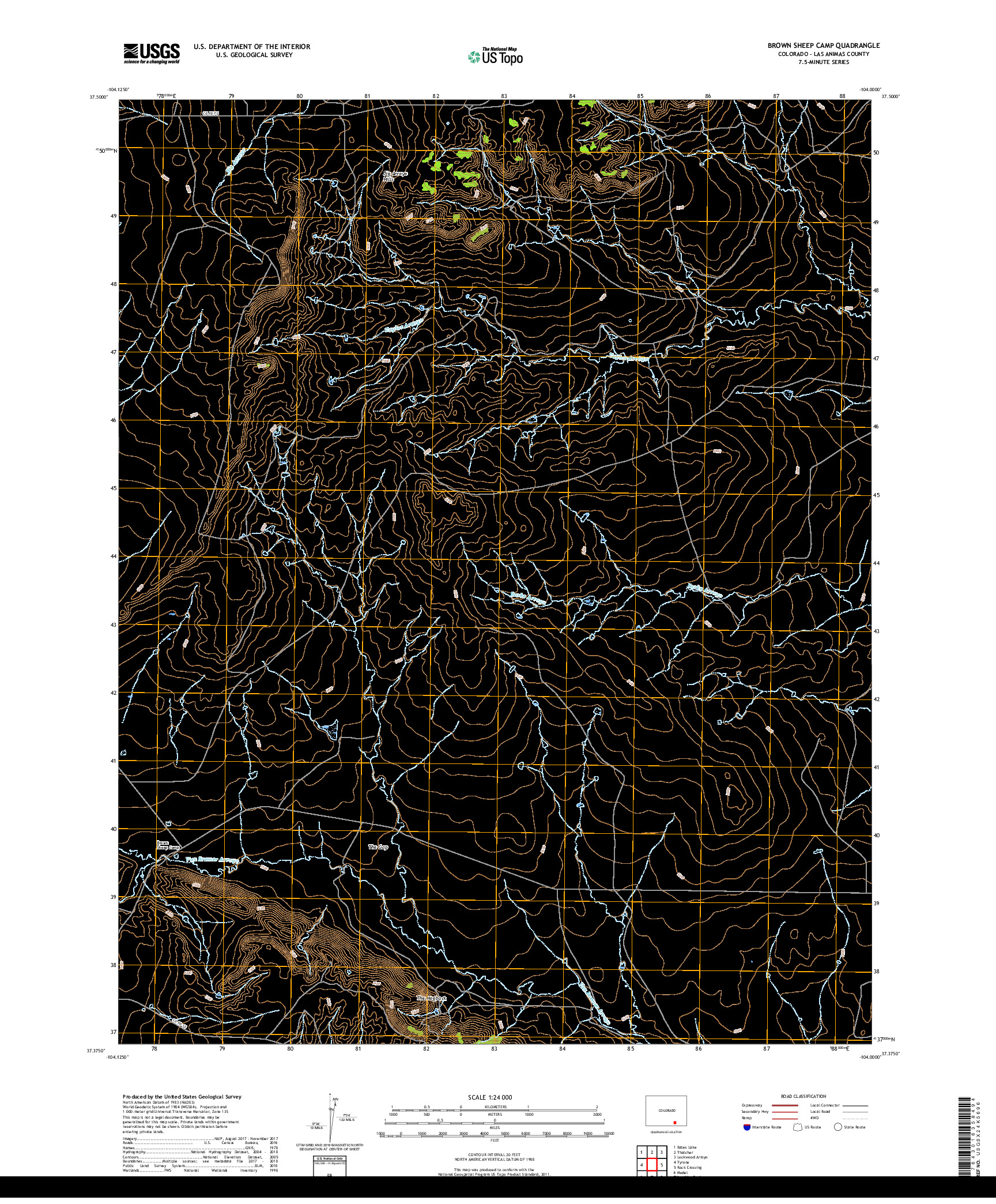 USGS US TOPO 7.5-MINUTE MAP FOR BROWN SHEEP CAMP, CO 2019