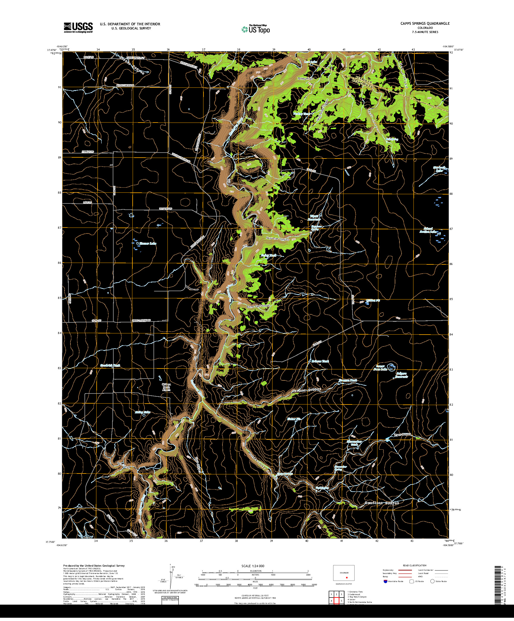 USGS US TOPO 7.5-MINUTE MAP FOR CAPPS SPRINGS, CO 2019