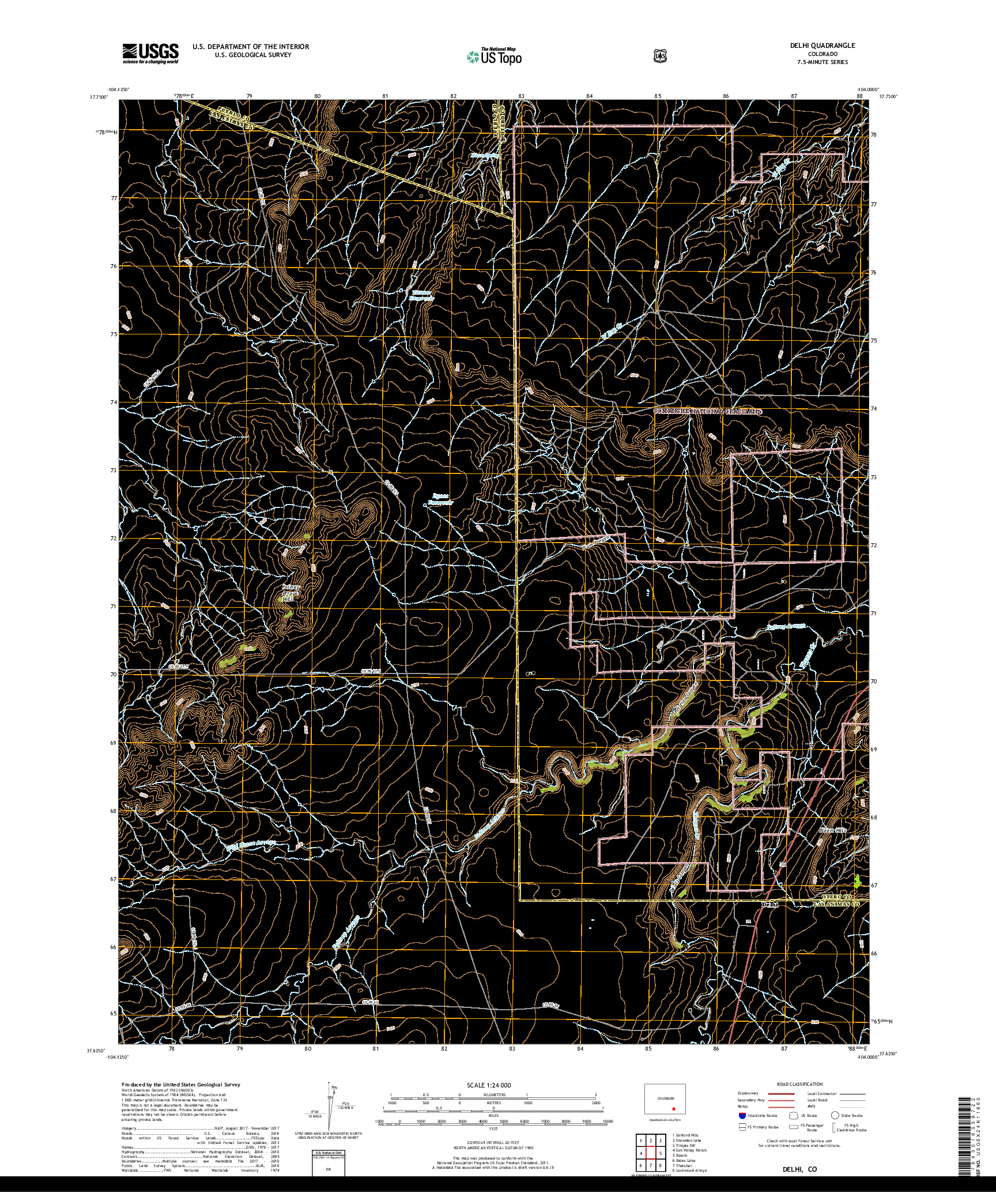 USGS US TOPO 7.5-MINUTE MAP FOR DELHI, CO 2019