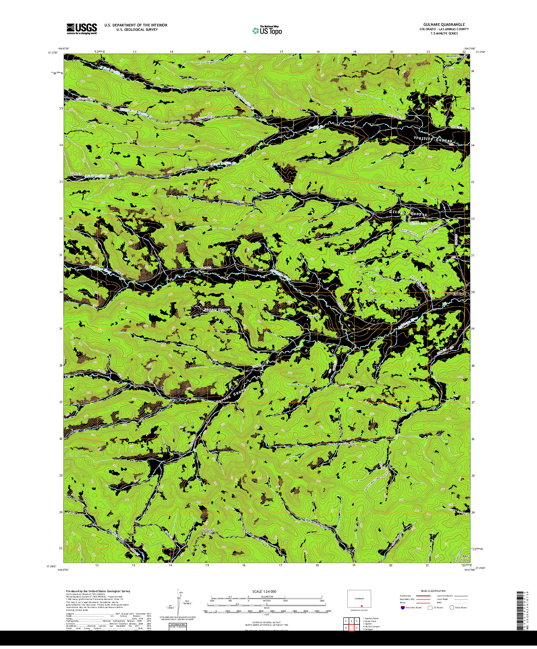 USGS US TOPO 7.5-MINUTE MAP FOR GULNARE, CO 2019