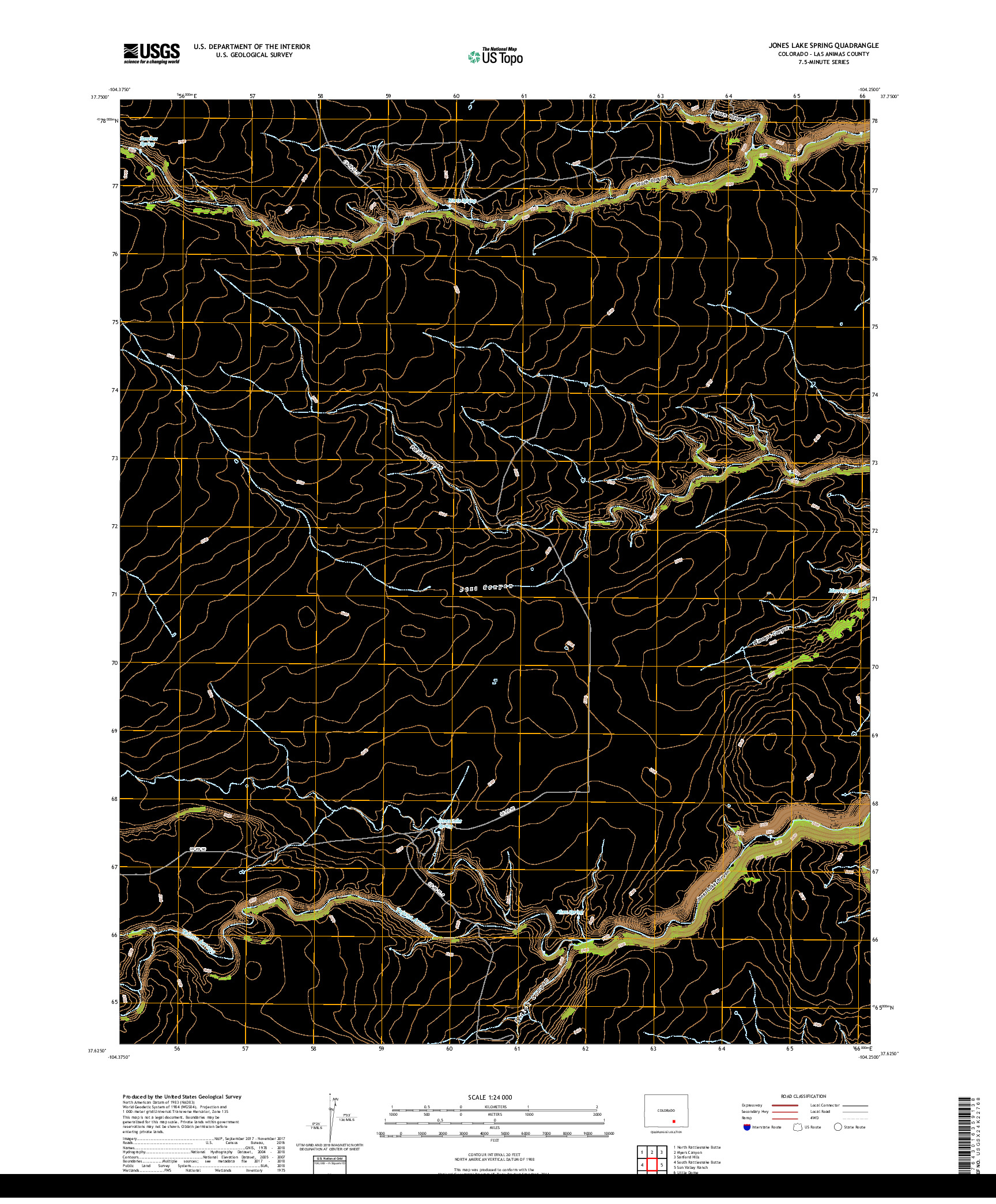 USGS US TOPO 7.5-MINUTE MAP FOR JONES LAKE SPRING, CO 2019