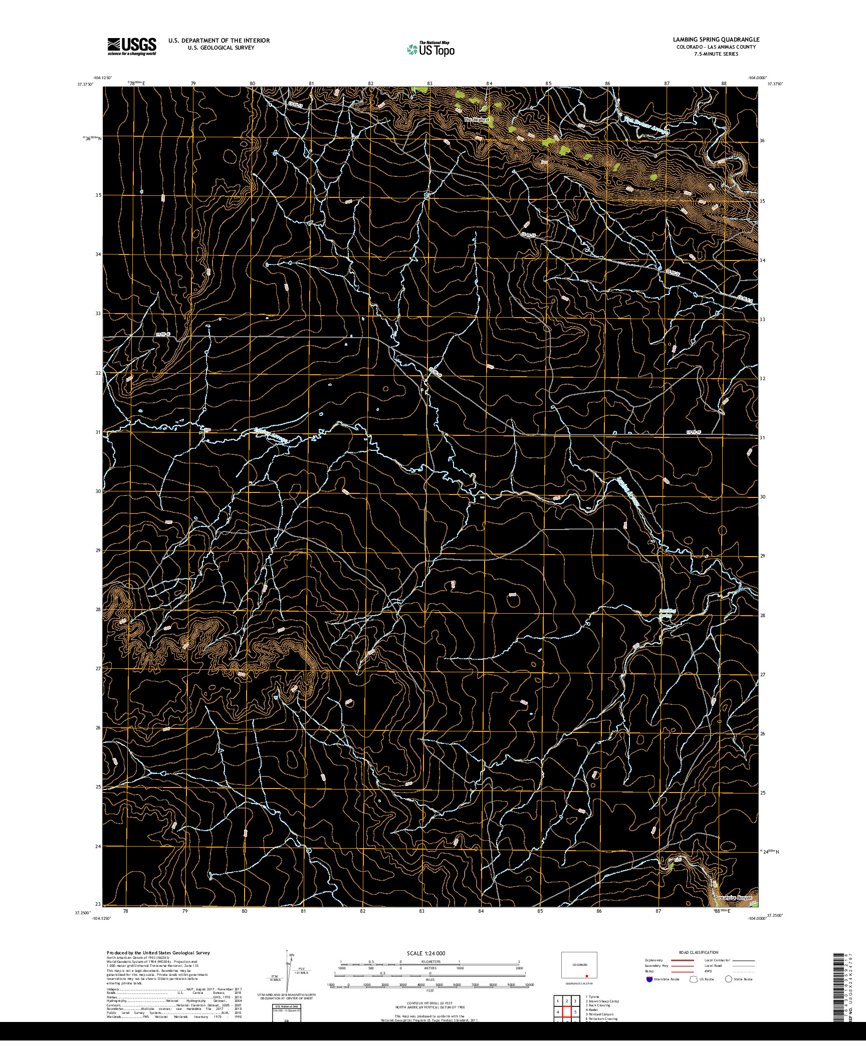 USGS US TOPO 7.5-MINUTE MAP FOR LAMBING SPRING, CO 2019