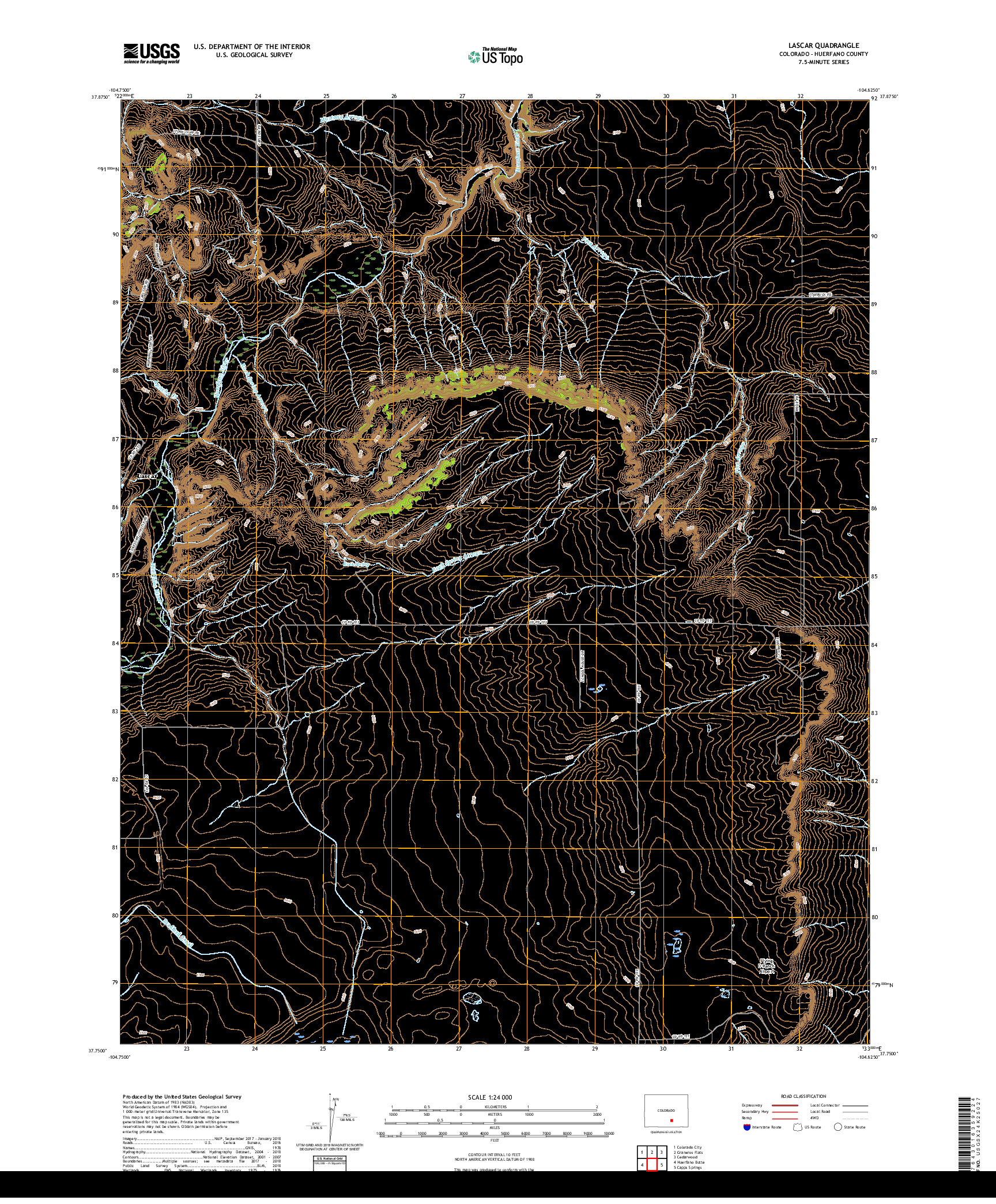 USGS US TOPO 7.5-MINUTE MAP FOR LASCAR, CO 2019