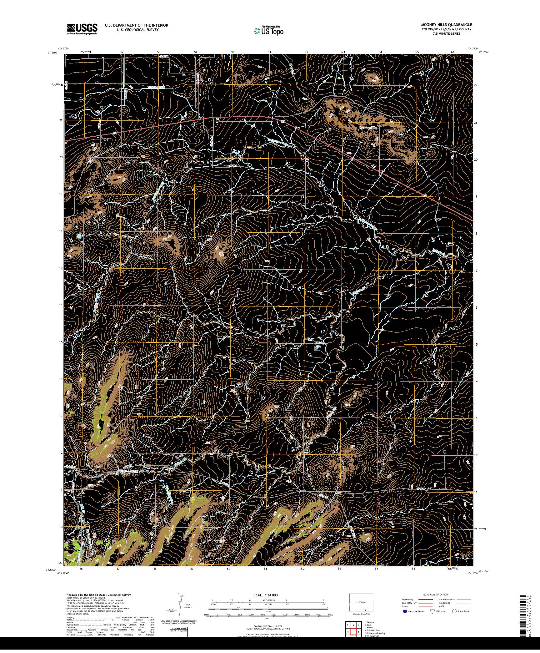 USGS US TOPO 7.5-MINUTE MAP FOR MOONEY HILLS, CO 2019