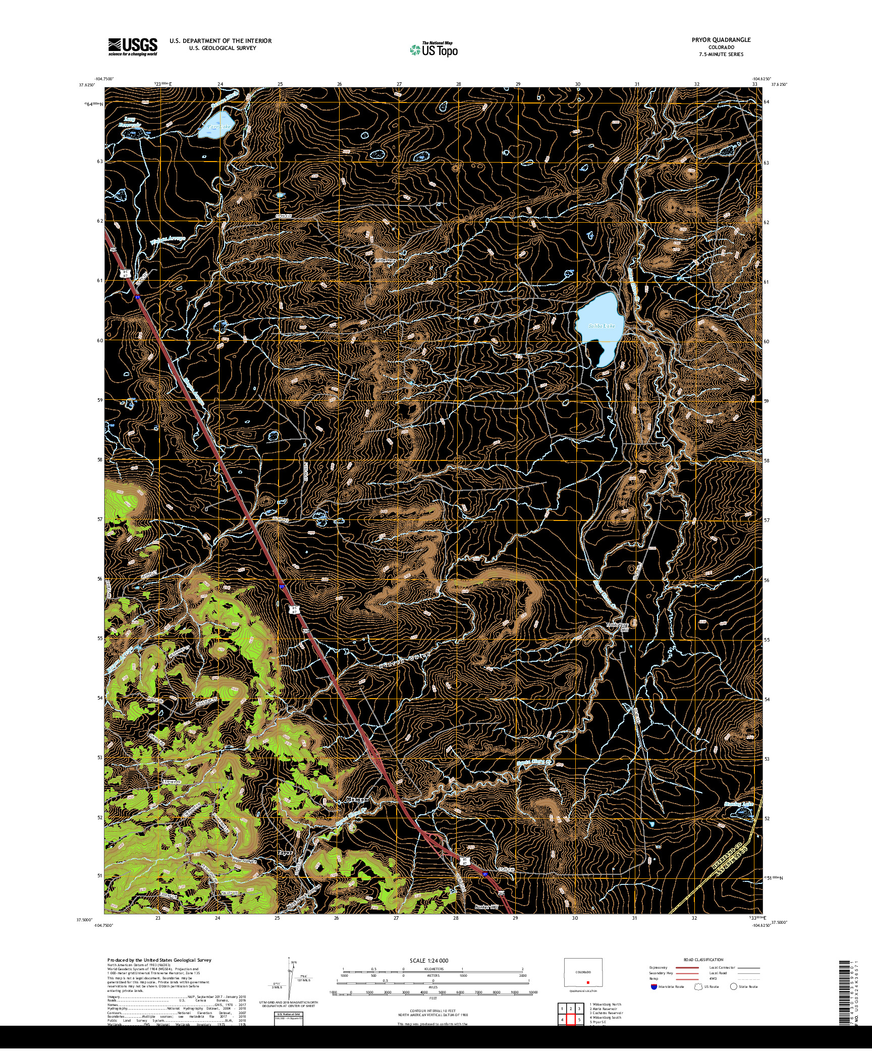 USGS US TOPO 7.5-MINUTE MAP FOR PRYOR, CO 2019