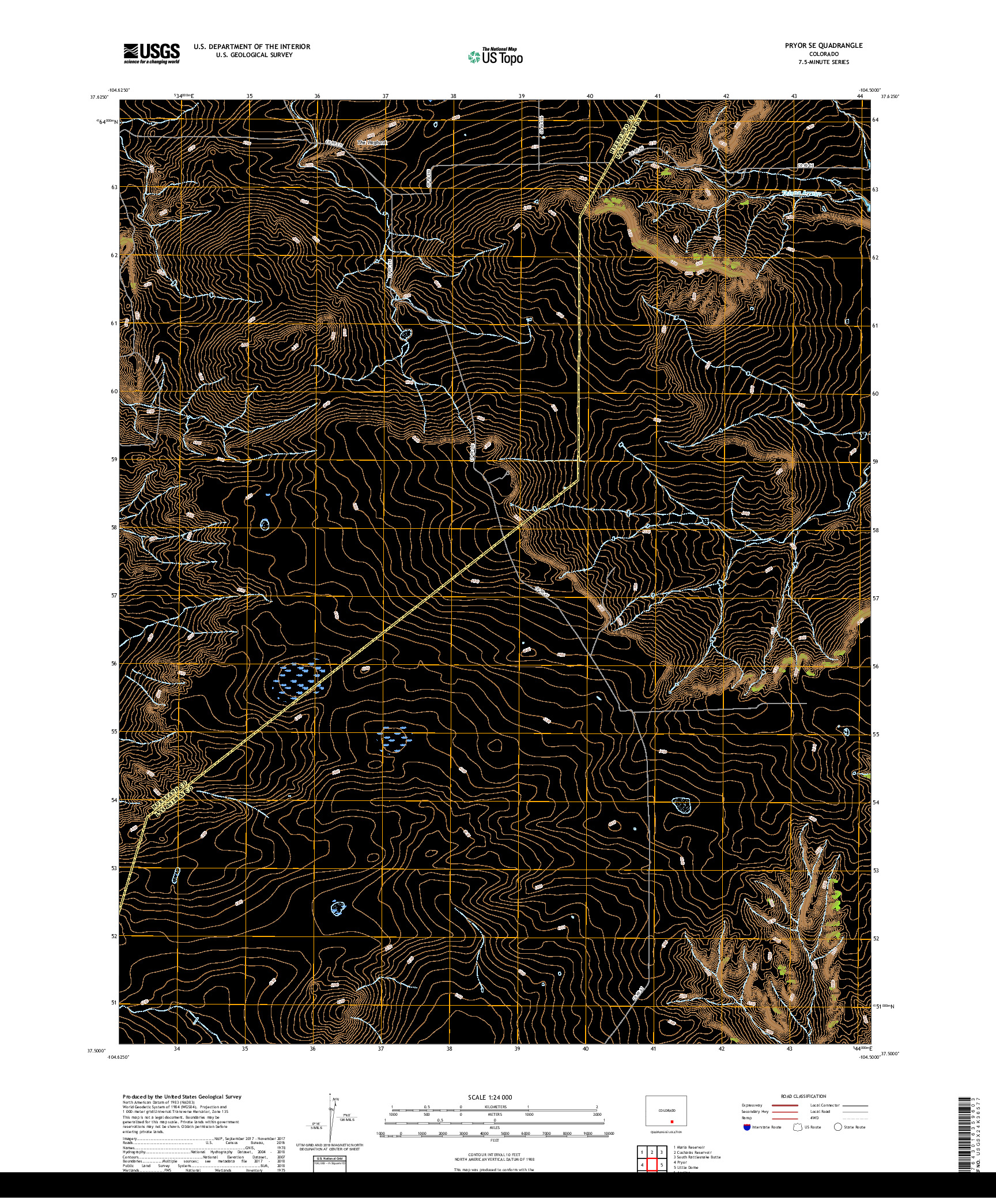 USGS US TOPO 7.5-MINUTE MAP FOR PRYOR SE, CO 2019