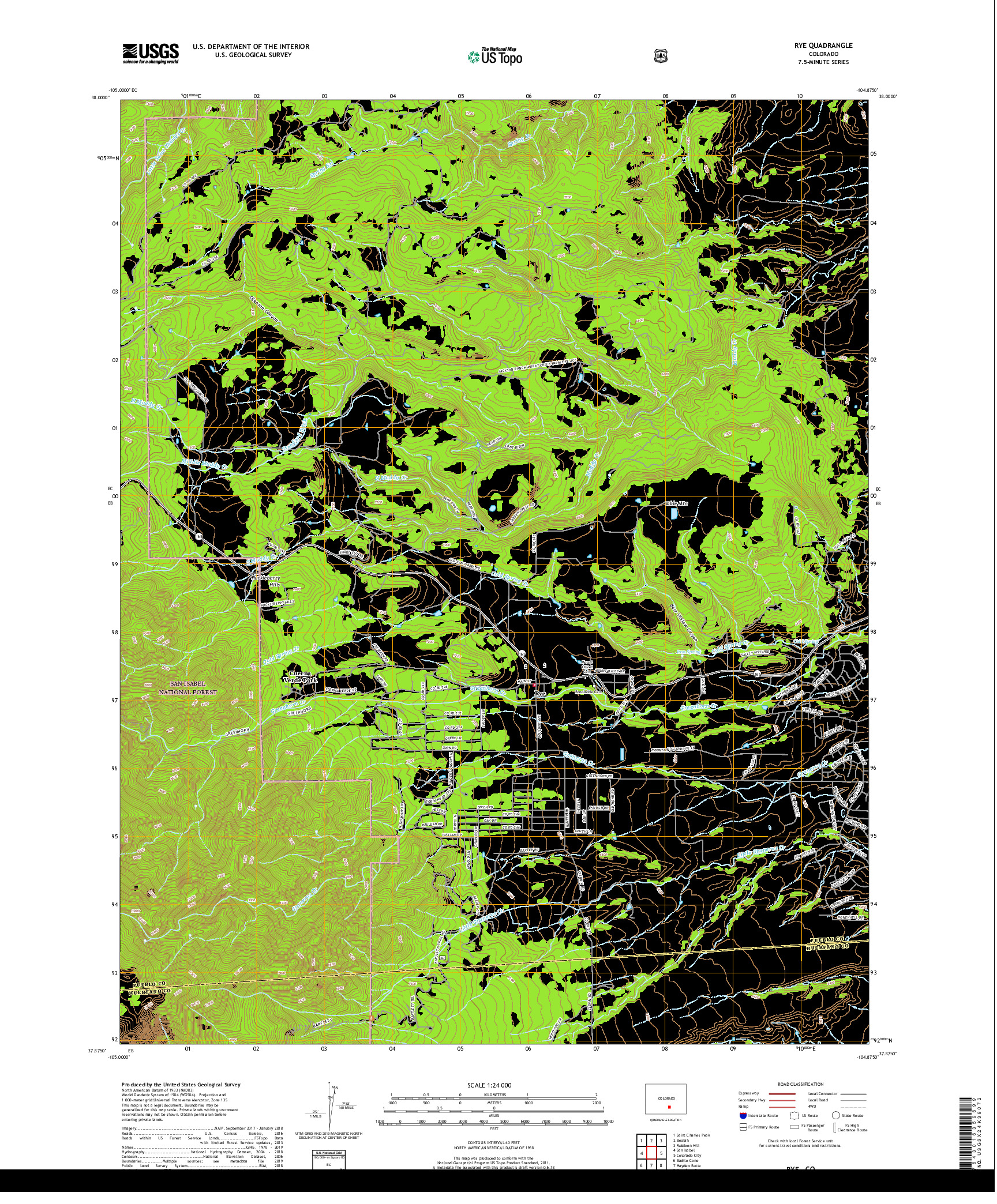 USGS US TOPO 7.5-MINUTE MAP FOR RYE, CO 2019