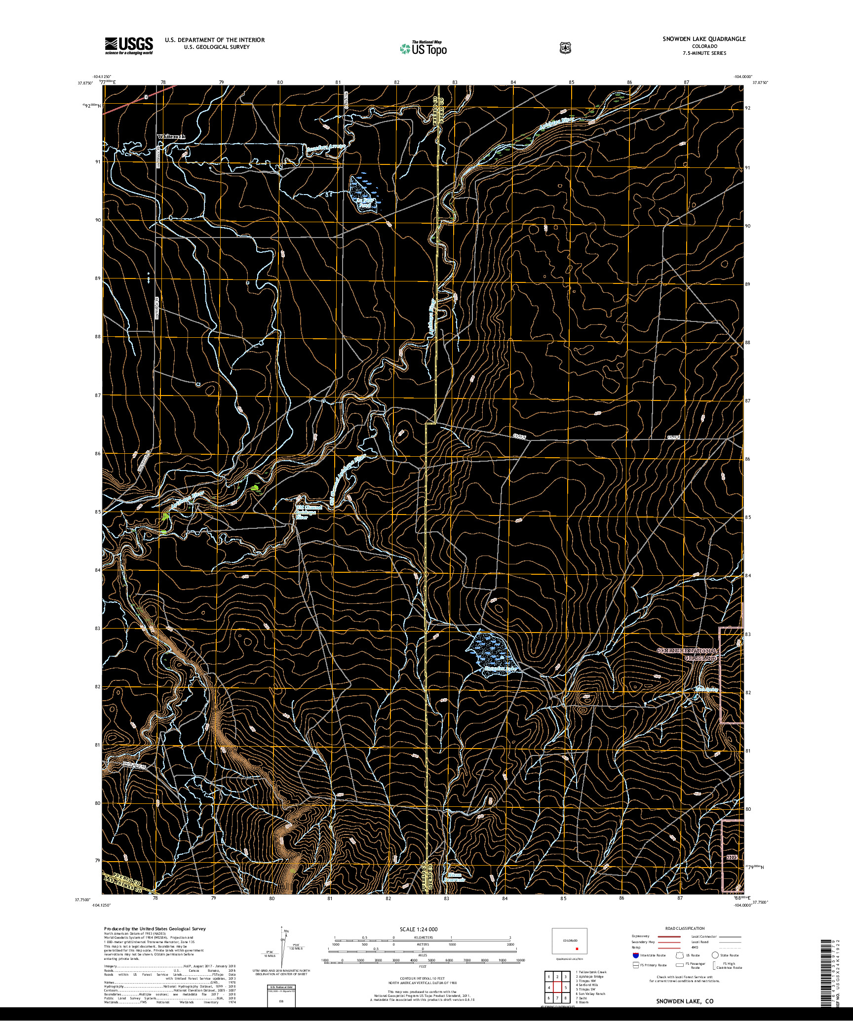 USGS US TOPO 7.5-MINUTE MAP FOR SNOWDEN LAKE, CO 2019