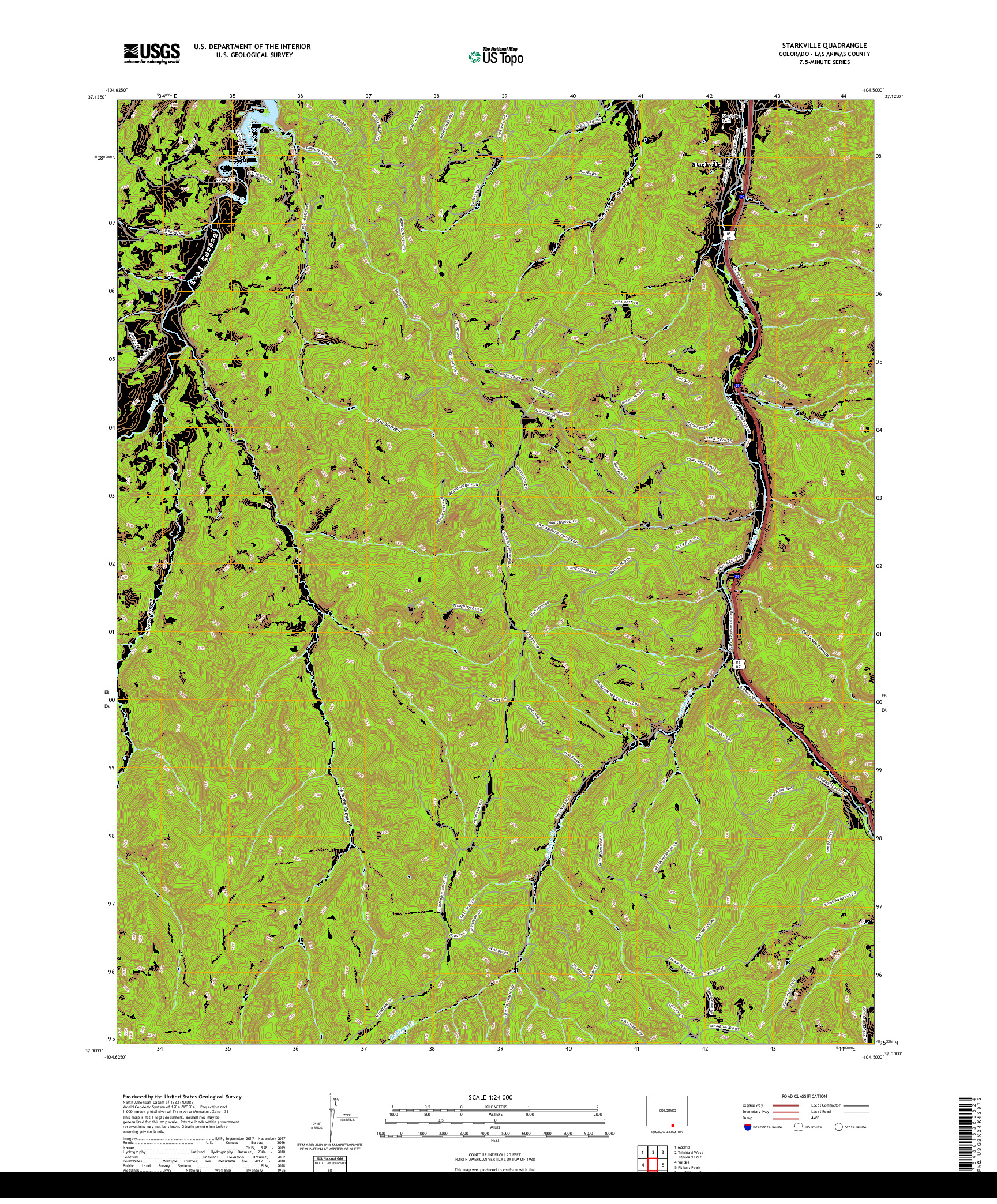 USGS US TOPO 7.5-MINUTE MAP FOR STARKVILLE, CO 2019