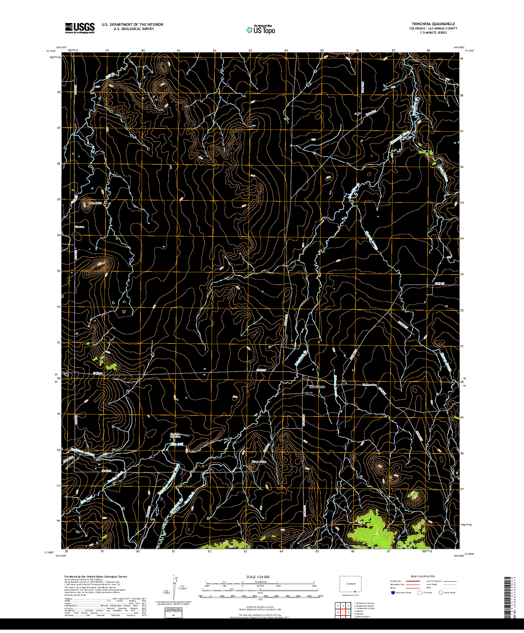 USGS US TOPO 7.5-MINUTE MAP FOR TRINCHERA, CO 2019