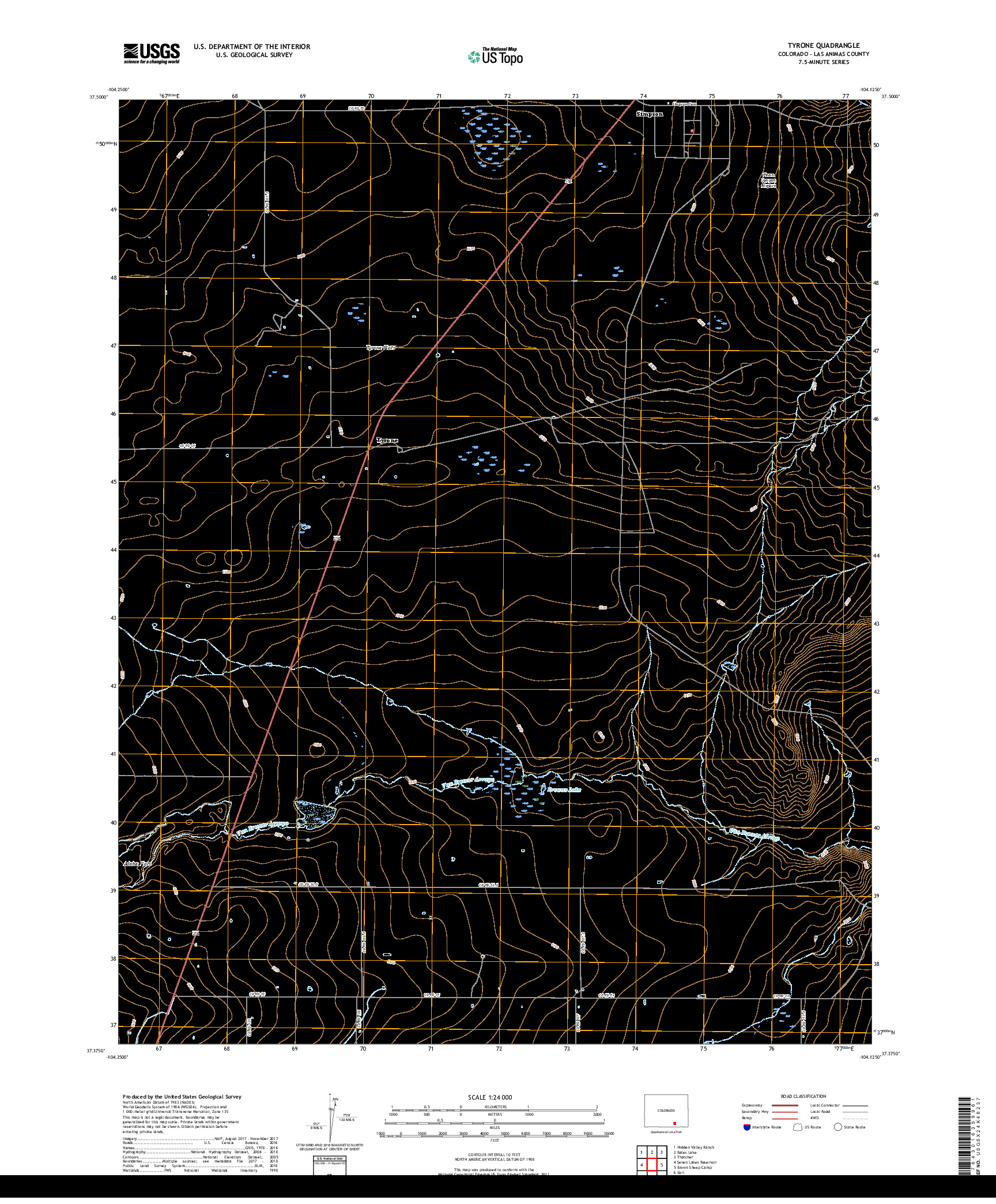 USGS US TOPO 7.5-MINUTE MAP FOR TYRONE, CO 2019