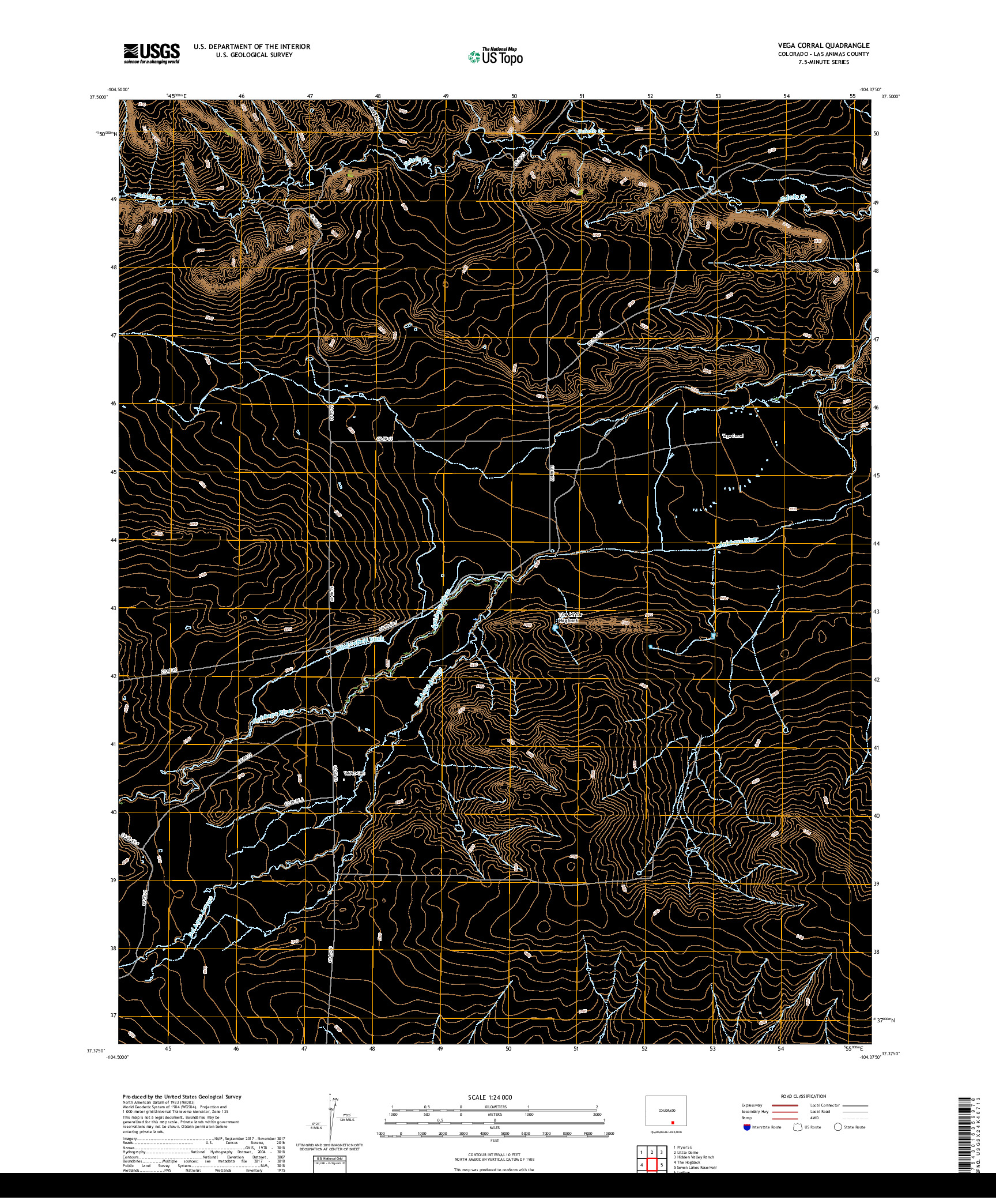 USGS US TOPO 7.5-MINUTE MAP FOR VEGA CORRAL, CO 2019