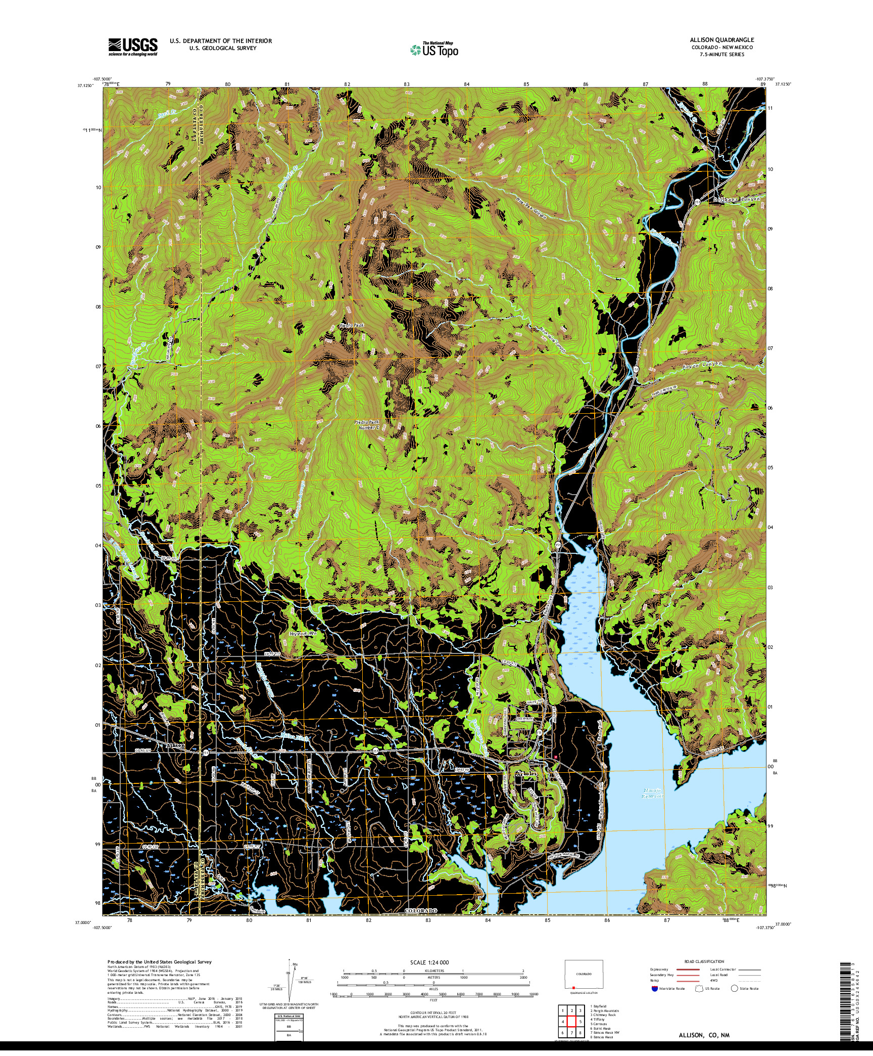 USGS US TOPO 7.5-MINUTE MAP FOR ALLISON, CO,NM 2019