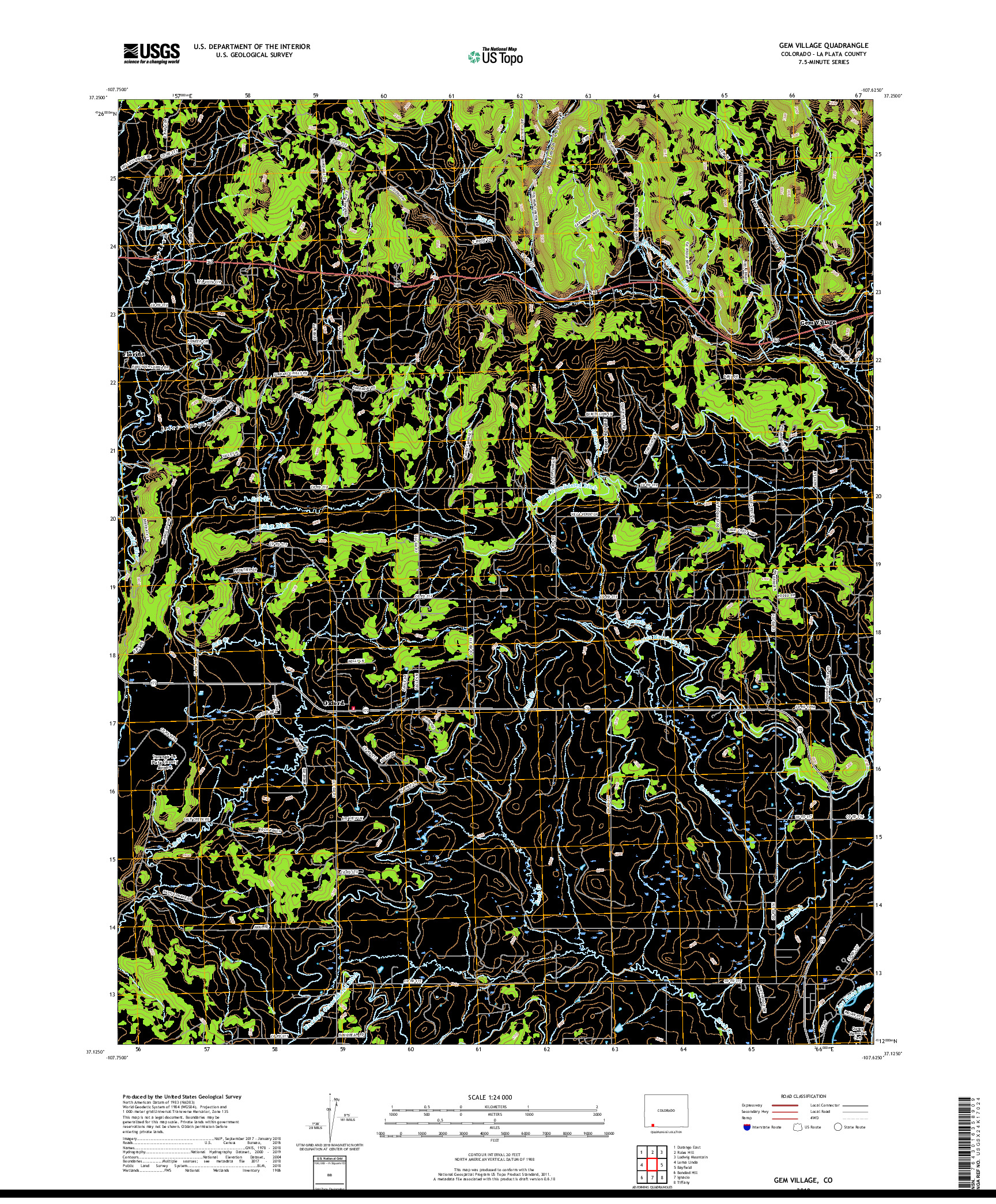 USGS US TOPO 7.5-MINUTE MAP FOR GEM VILLAGE, CO 2019