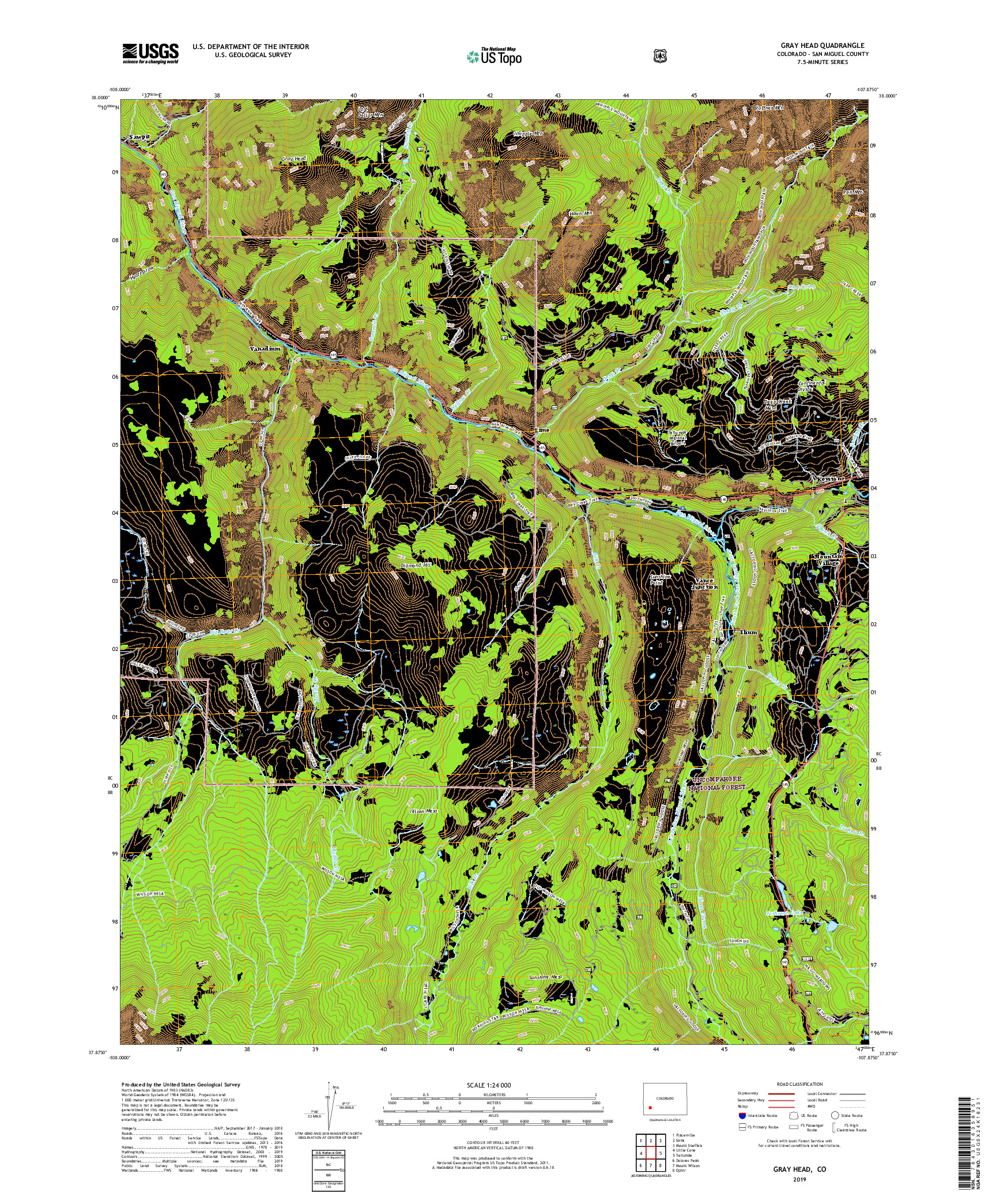 USGS US TOPO 7.5-MINUTE MAP FOR GRAY HEAD, CO 2019